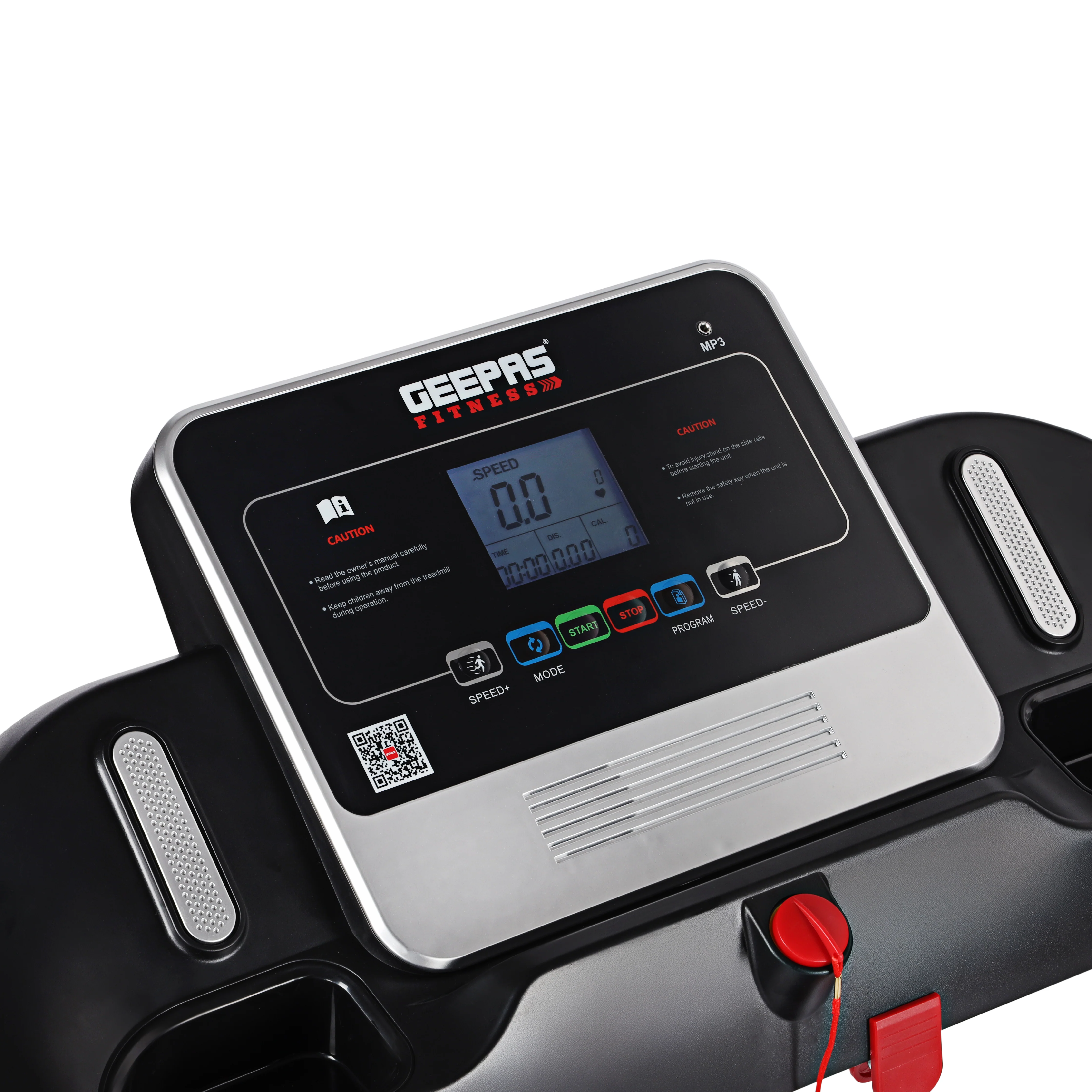 Geepas GFT90000 Foldable Treadmill | 2HP DC Motor, 12 Preset Workout Programs| LCD Display| MP3 Input| Heart Rate Sensor| Shock Absorption System | 2 Years Warranty - Image 4