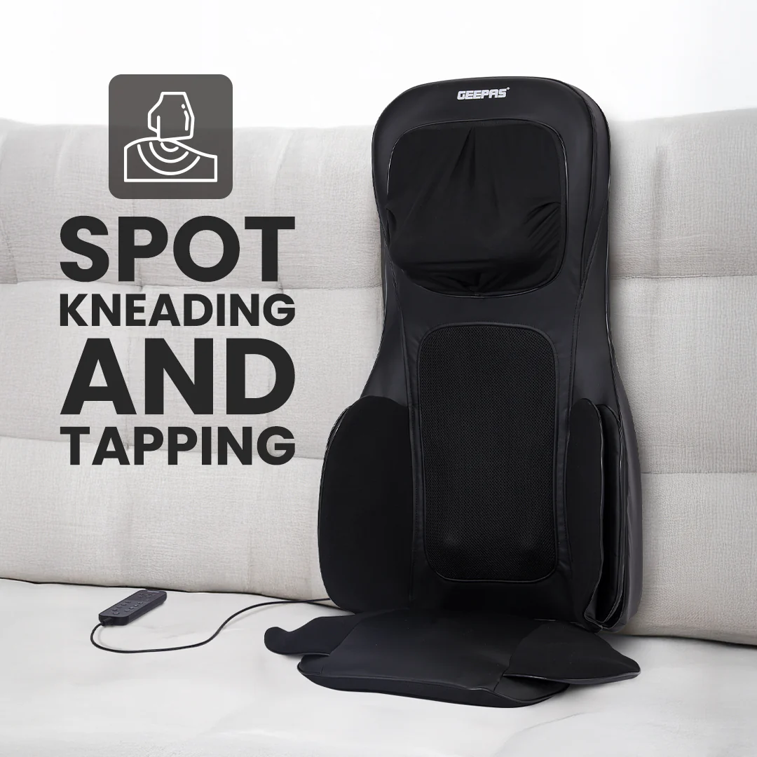 Geepas Full-Body Massage Chair Pad GM86103 | Shiatsu Massage, Airbag Compression, Heating Therapy, Adjustable Intensity, Neck & Back Relaxation Cushion for Home & Office - Image 3
