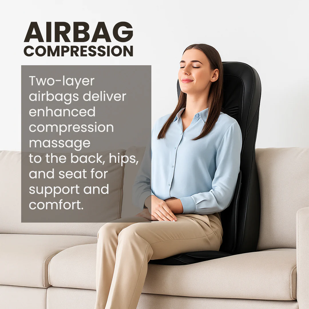 Geepas Full-Body Massage Chair Pad GM86103 | Shiatsu Massage, Airbag Compression, Heating Therapy, Adjustable Intensity, Neck & Back Relaxation Cushion for Home & Office - Image 4