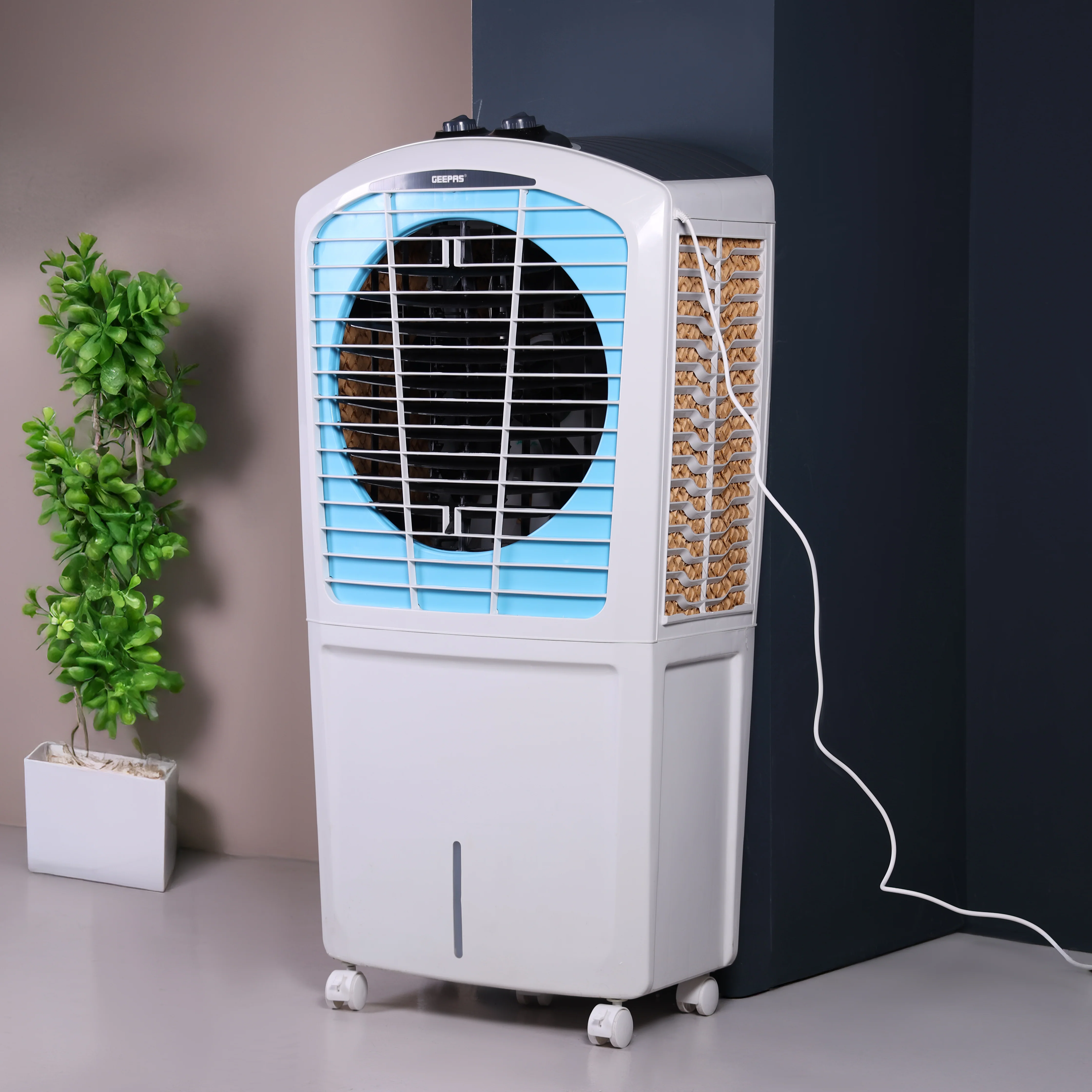 Geepas GAC1519H1 Desert Air Cooler | 100L Water Tank Capacity | 3-Side Honeycomb Pads, Bacteria Shield Technology|  Powerful Airflow & Rust-Free Body| 2 Years Warranty - Image 3