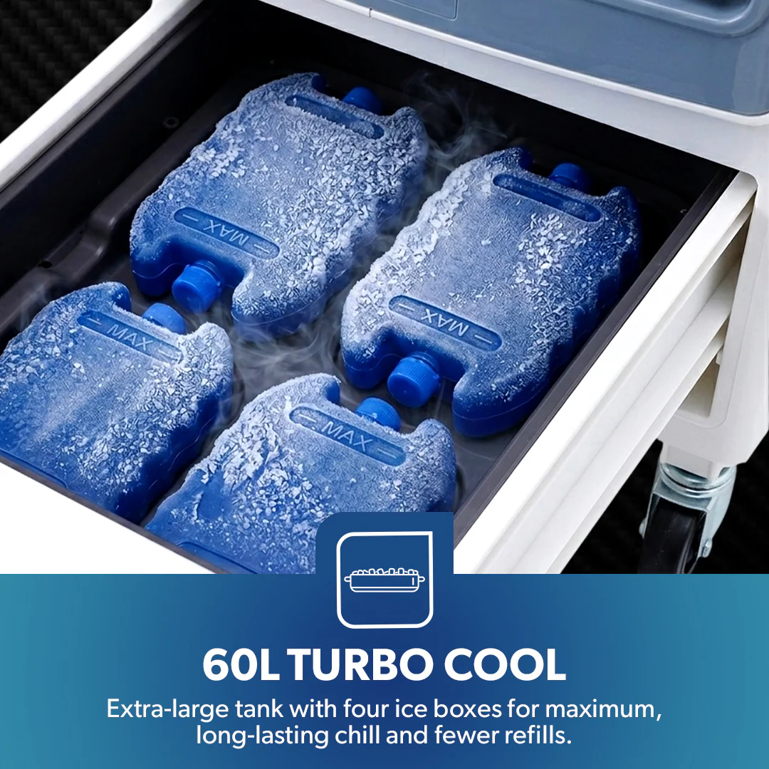 Geepas GAC16021 Digital Air Cooler | 60L Tank |200W Powerful Motor | Remote Control with Dual Modes | 3 Speed Settings with Timer | Portable Cooler with Ice Box & Wheels - Image 3