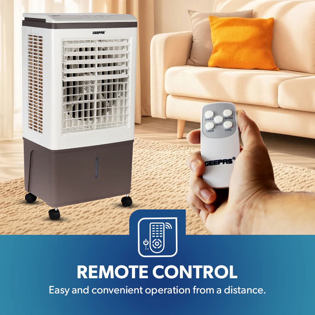 Geepas GAC9433 Digital Air Cooler | 45L Large Water Tank | 150W Power | Ice Box Technology | 3 Wind Speeds | 7.5-Hour Timer | Remote Control  | 2 Years Warranty - Image 7