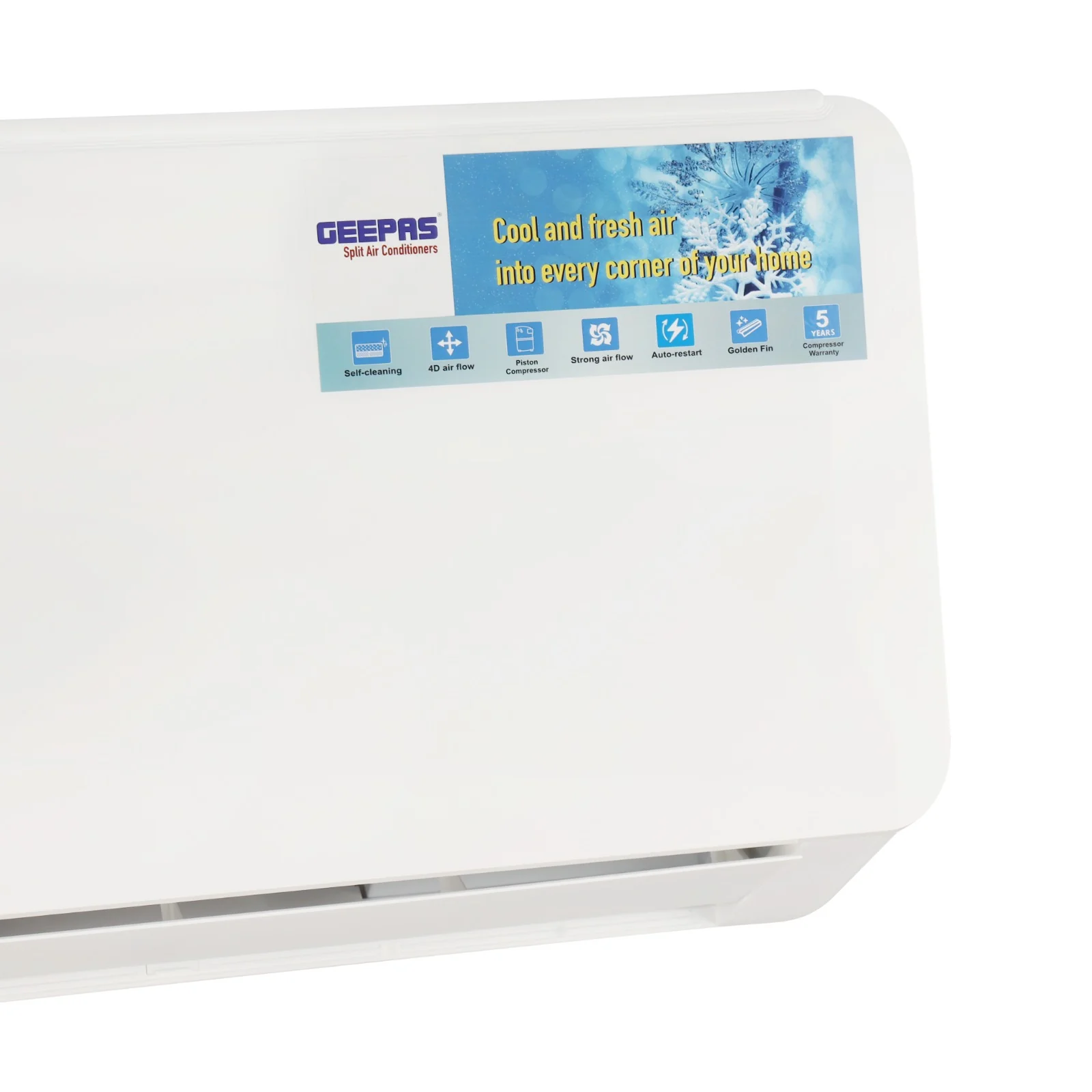 Geepas GACS1820PCUE 1.5 Ton Split Air Conditioner | 19000 BTU High-Efficiency Cooling | Self-Cleaning|  4D Air Flow |  Golden Fin Protection |  5-Year Compressor Warranty - Image 4