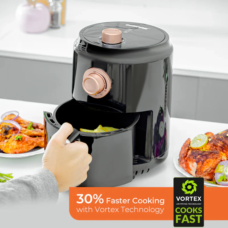 Geepas Air Fryer- GAF37516N| 1200W| 1.8 L Capacity| VORTX Air Frying Technology| Oil Free Cooking| Adjustable Timer and Temperature| 1-30 Minutes Timer| 2 Years Warranty - Image 3