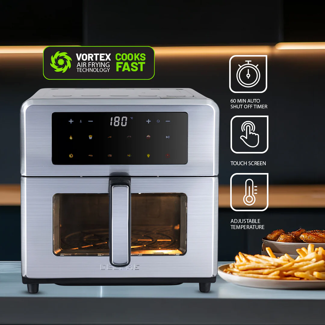 Geepas GAF37546 10L Digital Double Heating Air Fryer | Advanced Vortex Rapid Air Technology |10 Preset Cooking Modes |Touchscreen Display|60-Min Timer & Oil-Free Cooking - Image 3