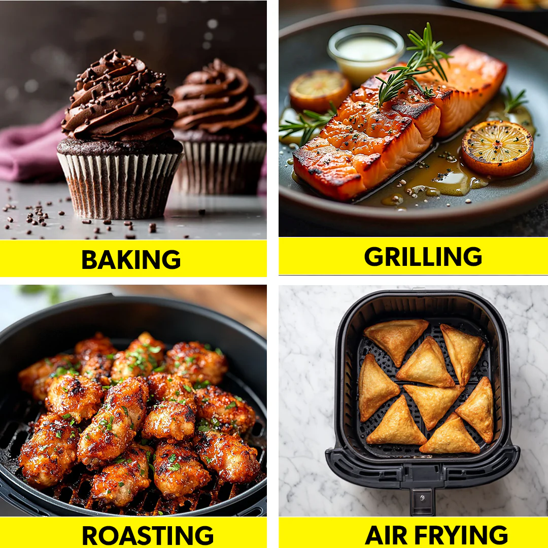 Geepas GAF37548 2800W Dual Basket Digital Air Fryer | 12L Capacity | Dual 6L Baskets| Vortex Rapid Air Technology | 10 Preset Cooking Modes |  Touch Control Panel - Image 6
