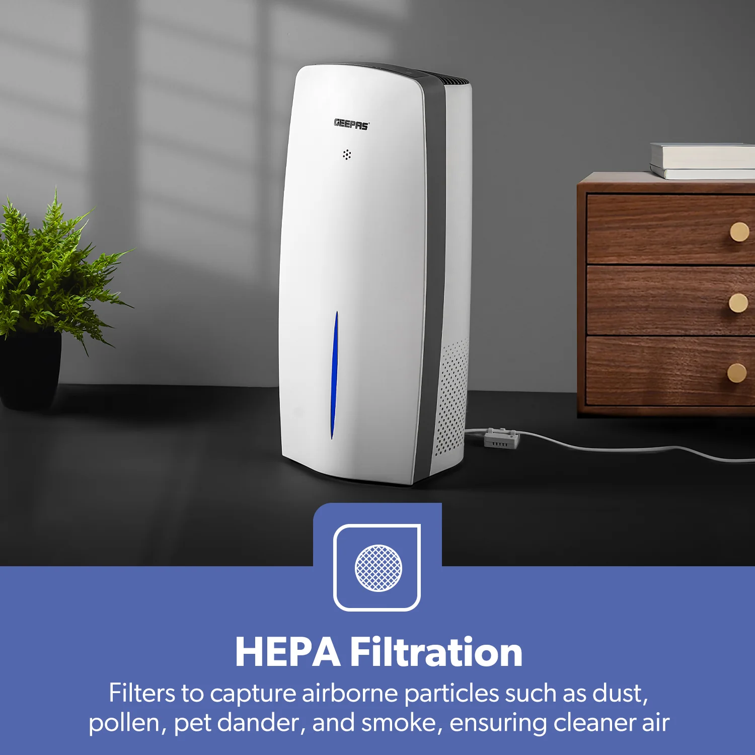 Geepas GAP63073UK Digital Air Purifier & Humidifier | 1.5L Tank Capacity | WiFi Control | 3-Speed Settings | Auto Humidity Sensor | Quiet Operation | 2 Years Warranty - Image 3