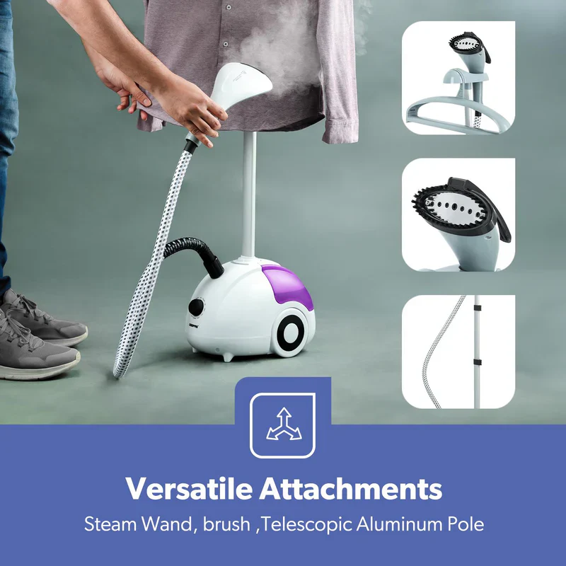 Geepas GGS25022 Garment Steamer | 2000W Power| 1.8L Water Tank | 35s Fast Heating | 30g/min Steam Flow | 11-Position Adjustable Pole | 2 Ice Boxes | 2 Years Warranty - Image 7