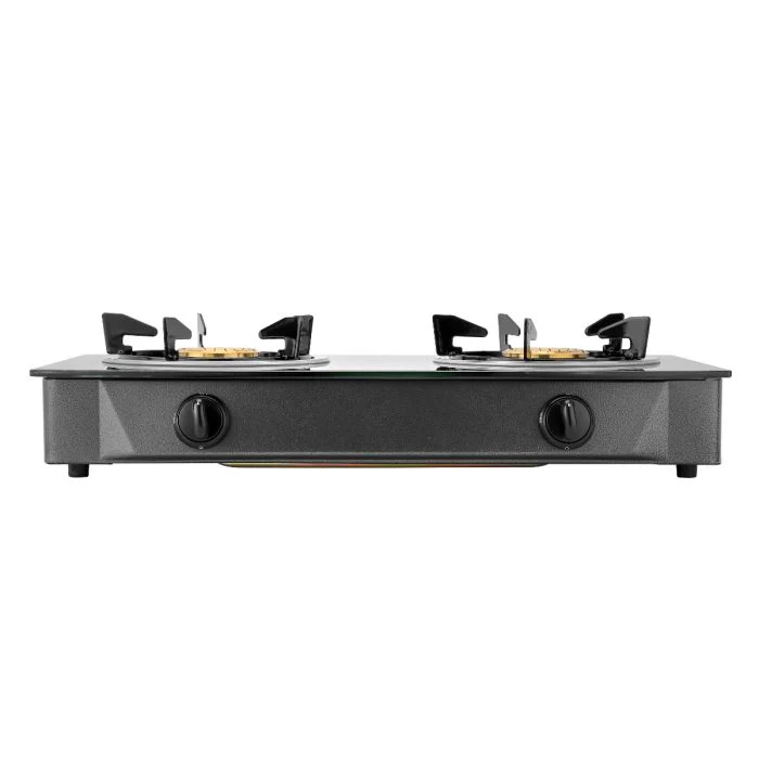 Geepas GK4280 Gas Cooker | 2 Burner Brass Stove with Tempered Glass Panel | Auto Ignition | Stainless Steel Body | 60% Gas Saving | Stylish Design | 2 Years Warranty - Image 4