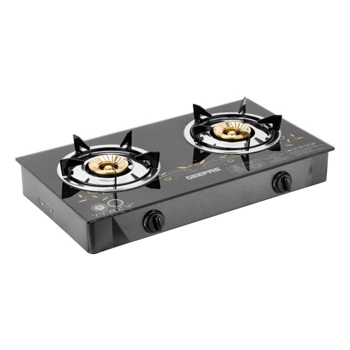 Geepas GK4280 Gas Cooker | 2 Burner Brass Stove with Tempered Glass Panel | Auto Ignition | Stainless Steel Body | 60% Gas Saving | Stylish Design | 2 Years Warranty - Image 5