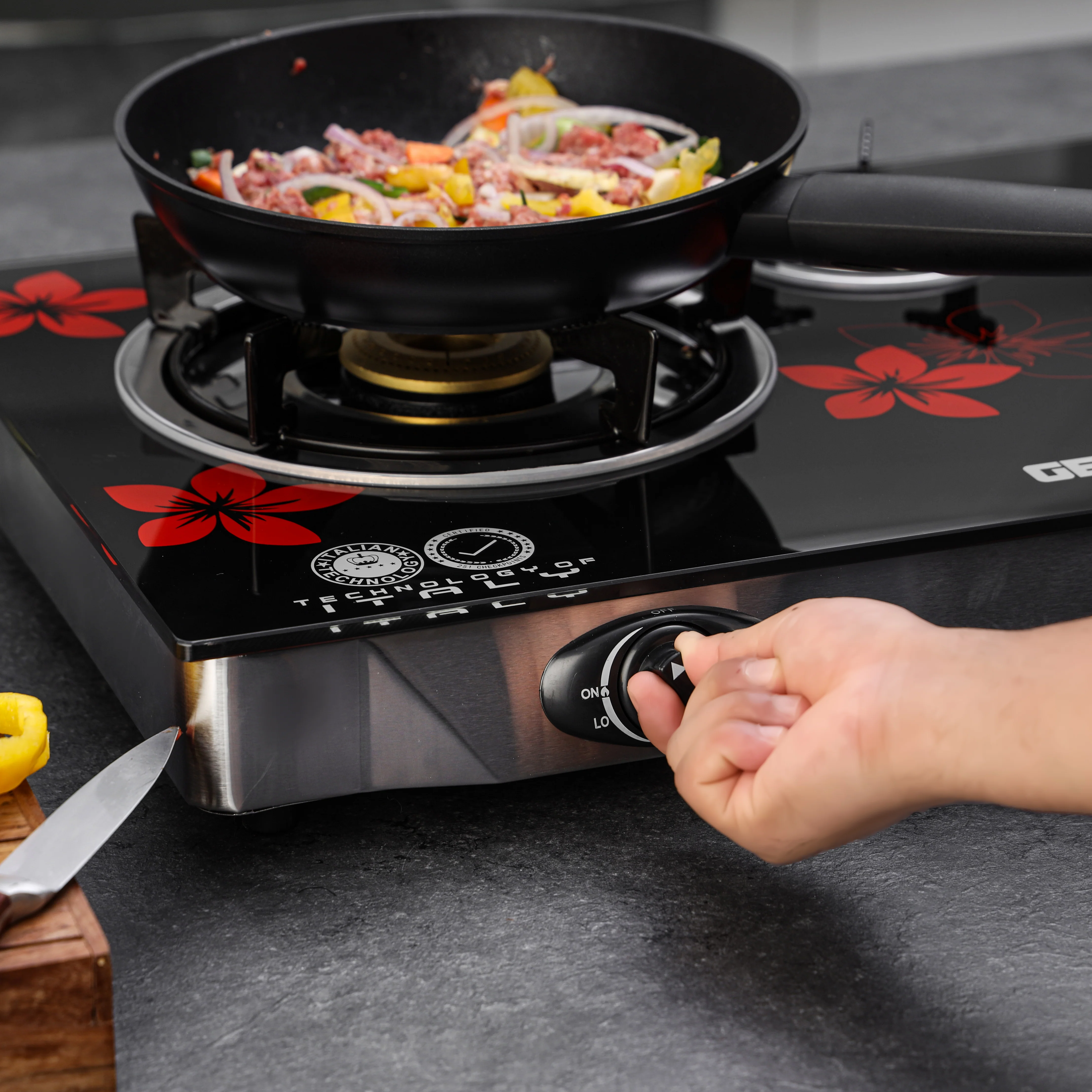 Geepas Gas Cooker GK6759 | 3 Burner Gas Stove with Auto Ignition| Durable Stainless Steel Body| Heavy-Duty Cast Iron Burners| 60% Gas Saving Technology| 2 Years Warranty - Image 6