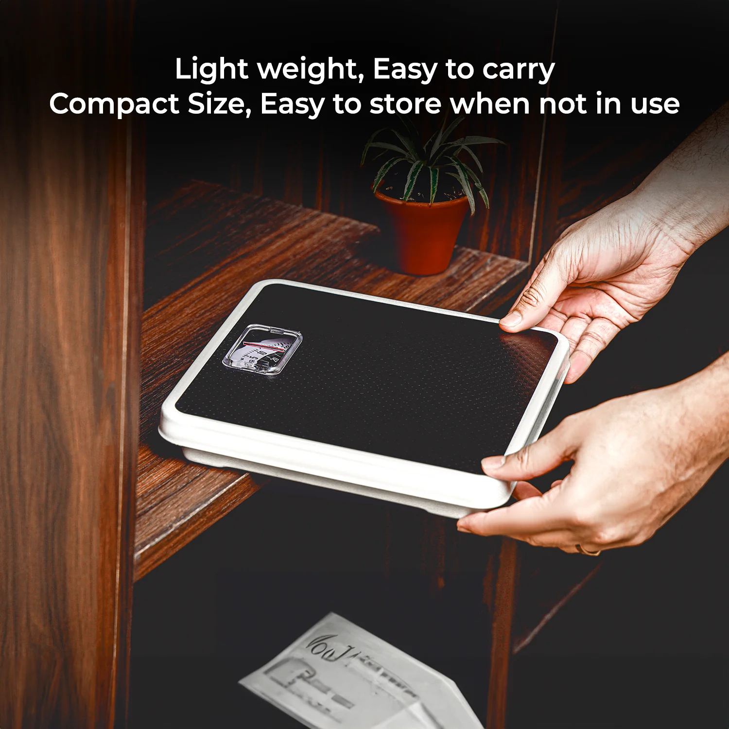 Geepas Mechanical Health Scale-GBS4169N /Multi-Purpose Weighing Machine /High Precision, Calibration Wheel/130 kg Capacity, with Step-On Technology/Black,2 Years Warranty - Image 4