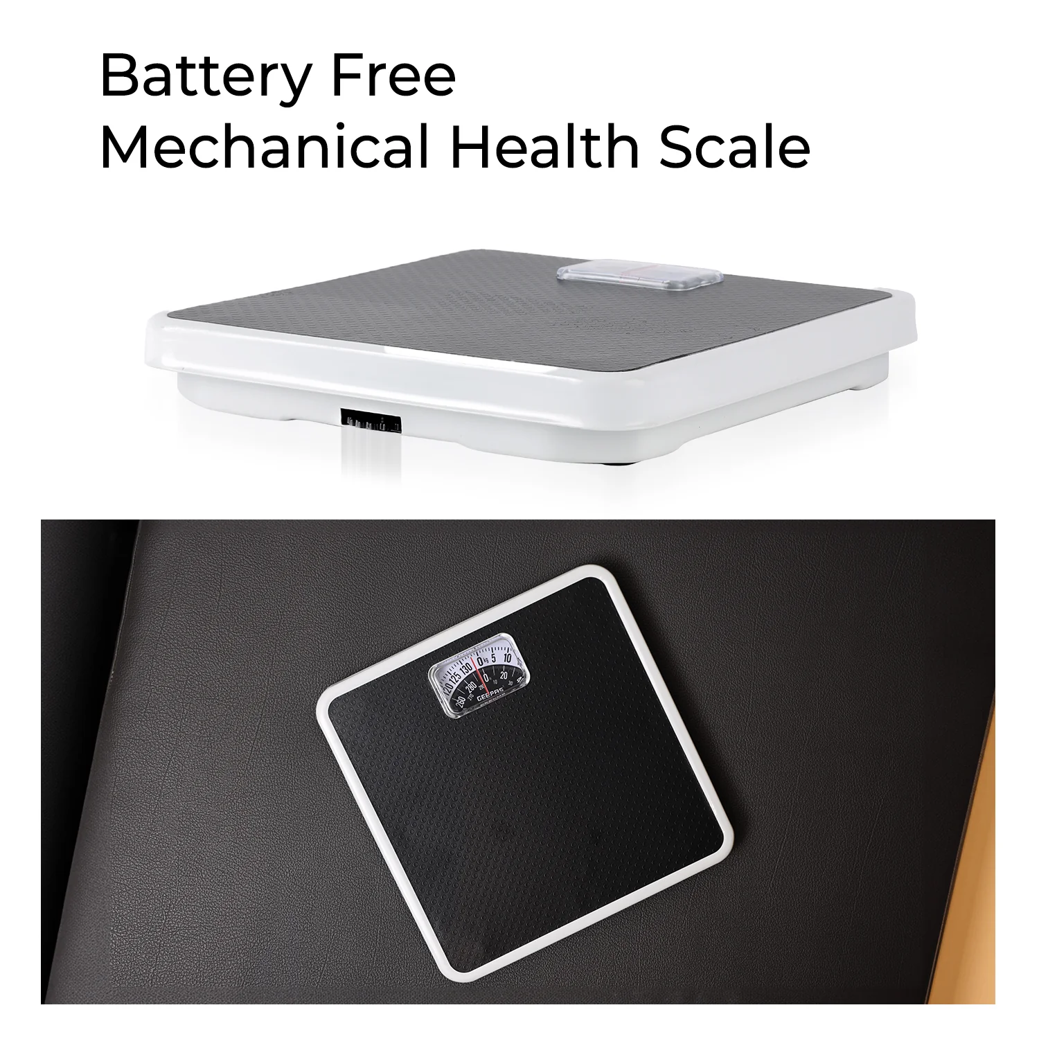 Geepas Mechanical Health Scale-GBS4169N /Multi-Purpose Weighing Machine /High Precision, Calibration Wheel/130 kg Capacity, with Step-On Technology/Black,2 Years Warranty - Image 7