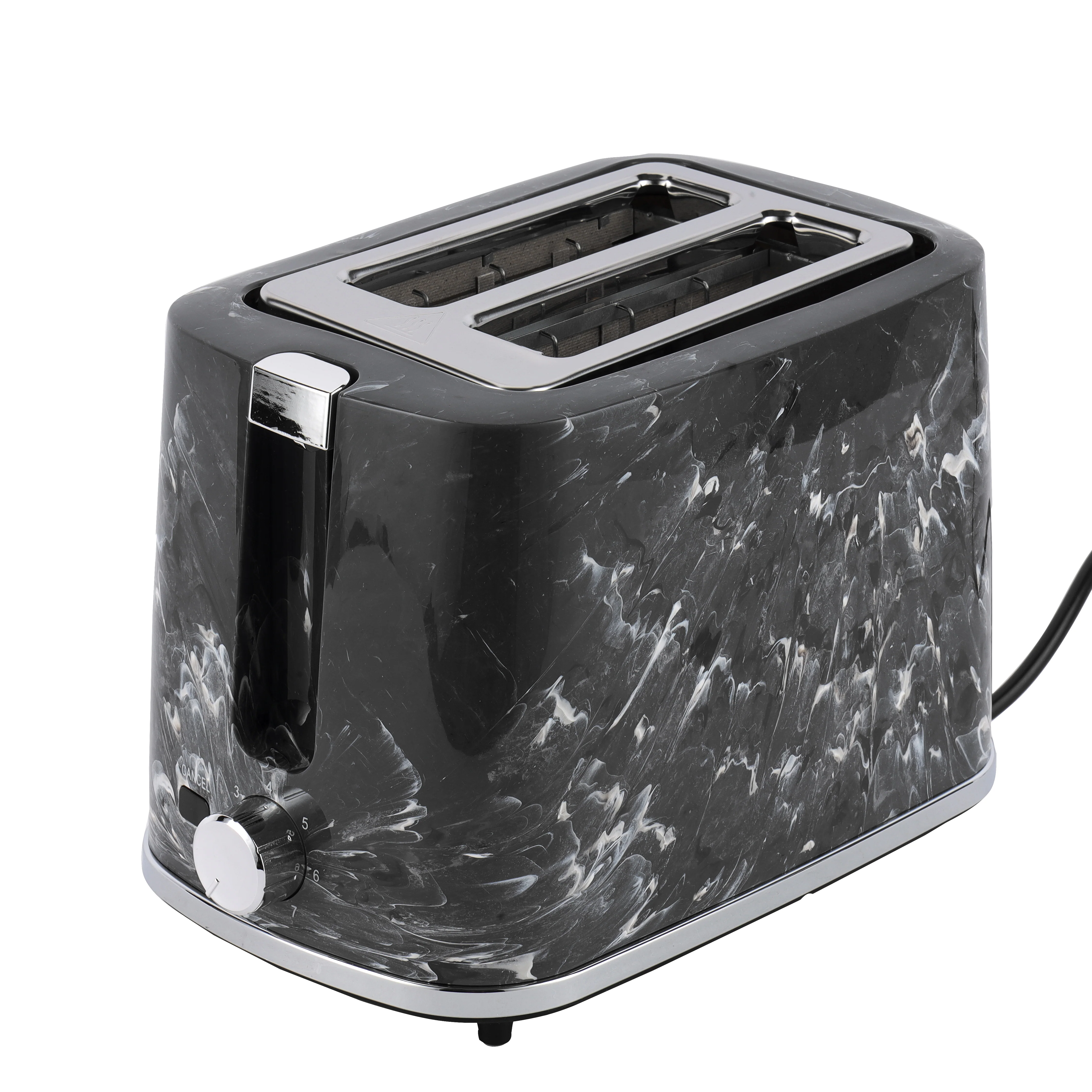 Geepas GBT36555UK-BK 2 Slice Bread Toaster 900W | 7 Browning Settings | Removable Crumb Tray | Auto Cut-Off | Marble Finish | Compact Design & 2 Year Warranty
