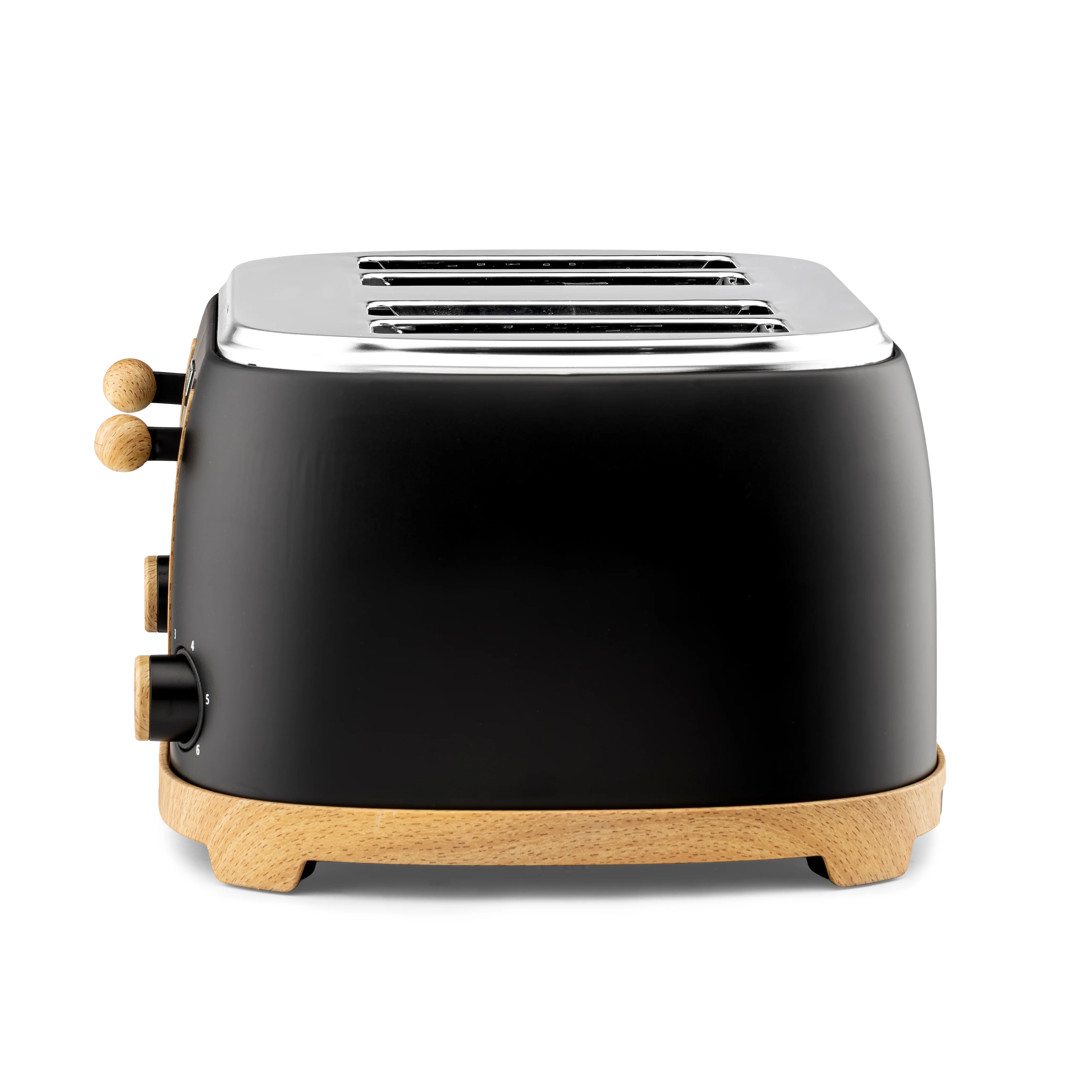 Geepas GBT36561UK-BK 4 Slice Toaster 1500W  Wood Effect Design | Dual Controls | 6 Browning Levels | Defrost, Reheat & Cancel Function | Stylish  NordiQ Collection - Image 3