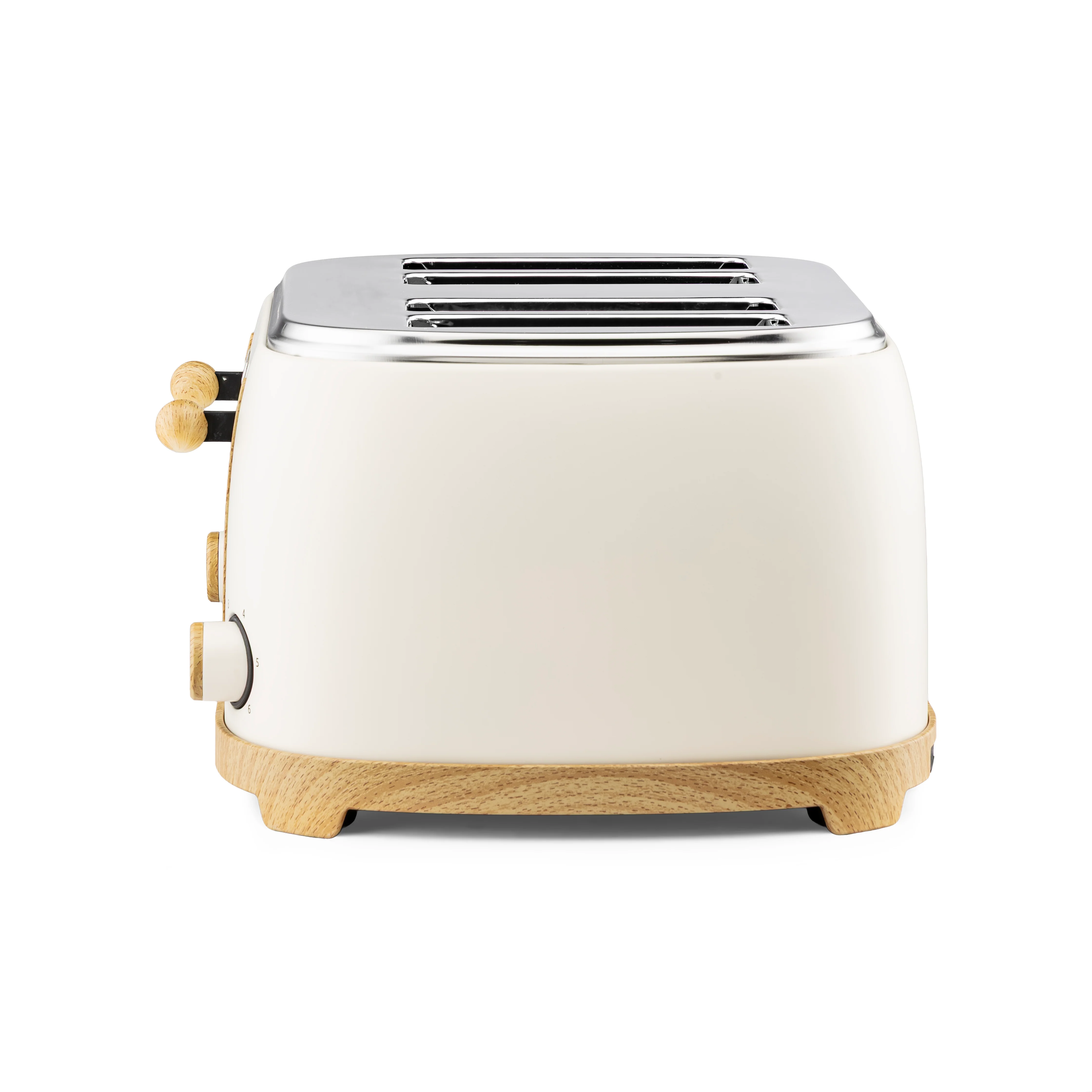 Geepas GBT36561UK-CR 4 Slice Toaster 1500W |  Wood Effect Design | Dual Controls | 6 Browning Levels | Defrost, Reheat & Cancel Function | Stylish NordiQ Collection - Image 3