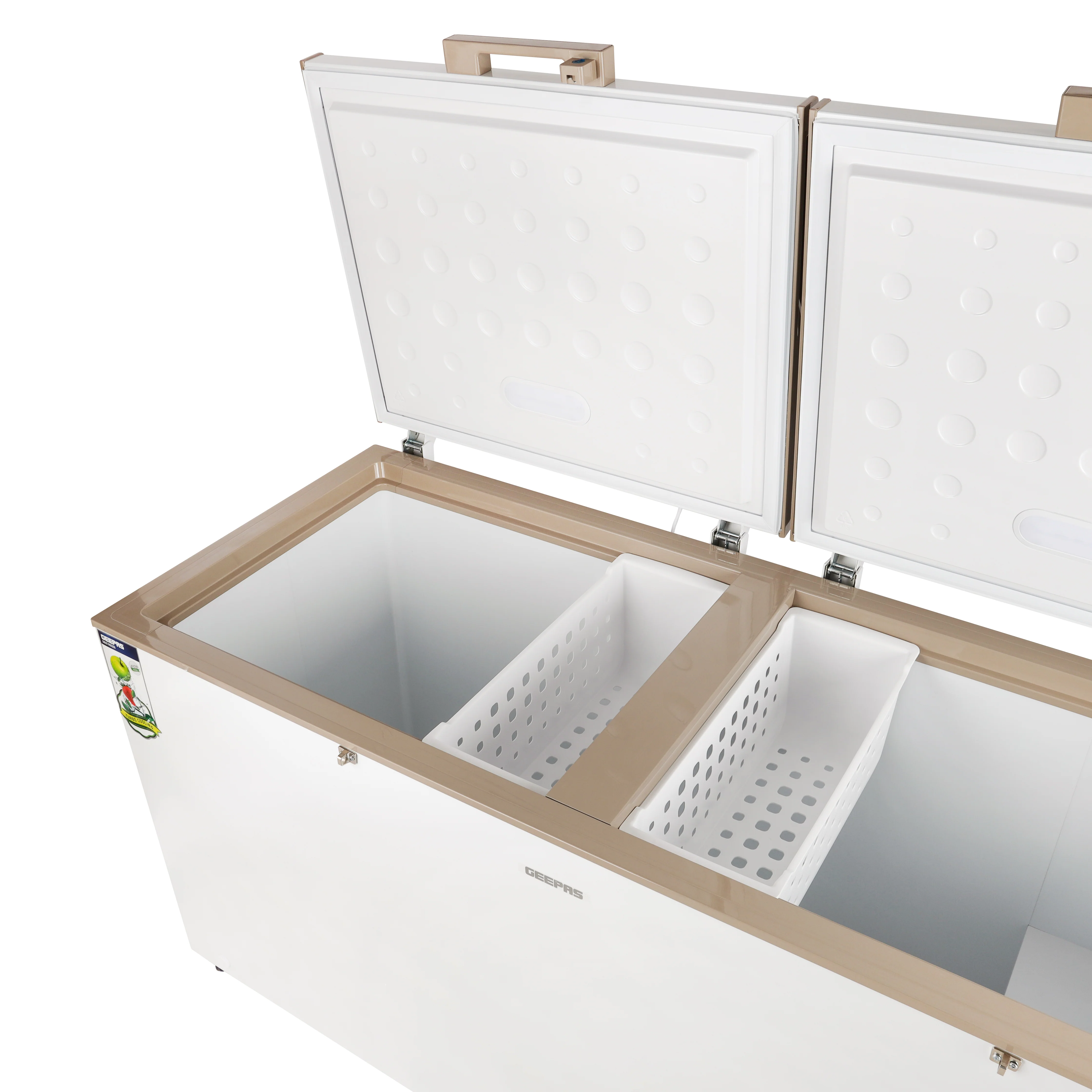 Geepas GCF55019WAH 550L Chest Freezer | Turbo Cooling | LED Light | Adjustable Thermostat | Lock & Key | 100% HCF Free | High-Efficiency Cooling | 1-Year Warranty - Image 5