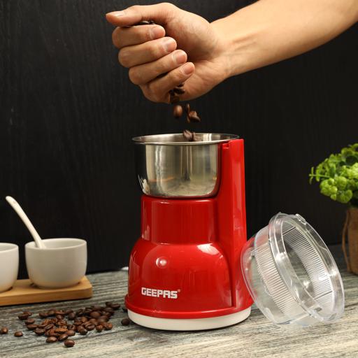Geepas GCG5440 Coffee Grinder | 250W Motor with Overheat Protection| Strong Stainless Steel Cutting Blades| Unique Design | Ideal for Spices, Nuts, etc | 2 Years Warranty - Image 3
