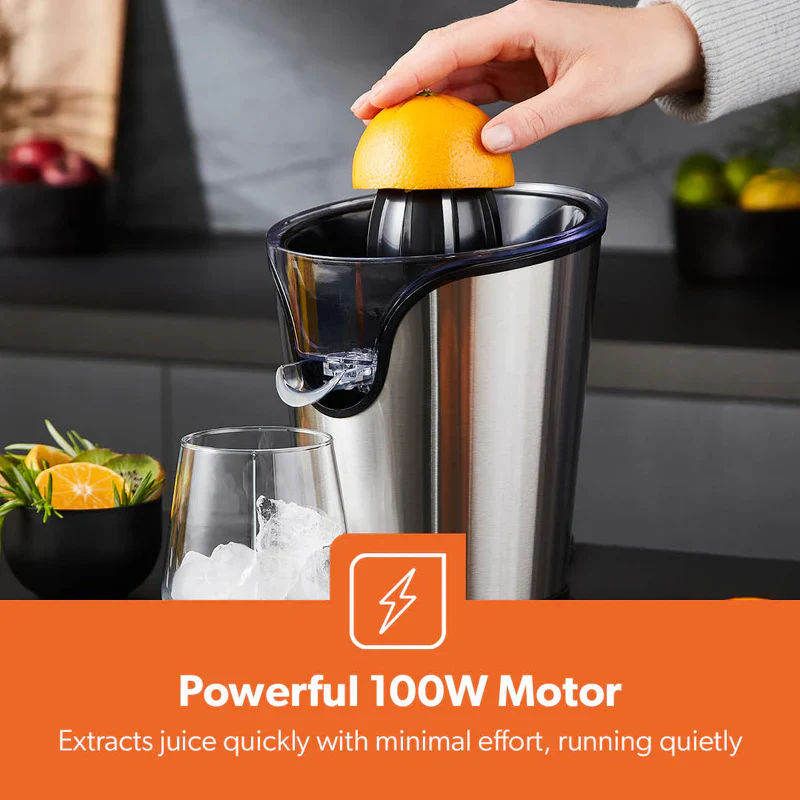 Geepas GCJ46013UK Citrus Juicer |Durable Stainless Steel Housing |Anti-Drip Spout for Mess-Free Serving |2 Cone Design |Anti-Dust Cover | 100W |Orange & Lemon Juice Maker - Image 3