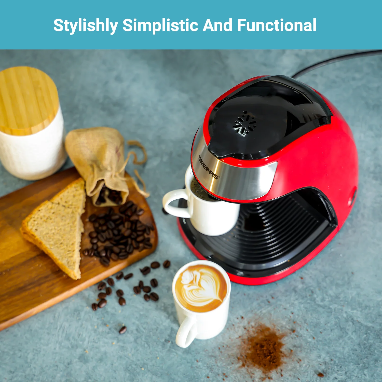 Geepas GCM41508 Coffee Maker | 450W Compact Coffee Machine with Transparent Water Tank| Anti-Drip Function| On/Off Switch| Filter Basket| Easy Cleaning & Durable Design - Image 4