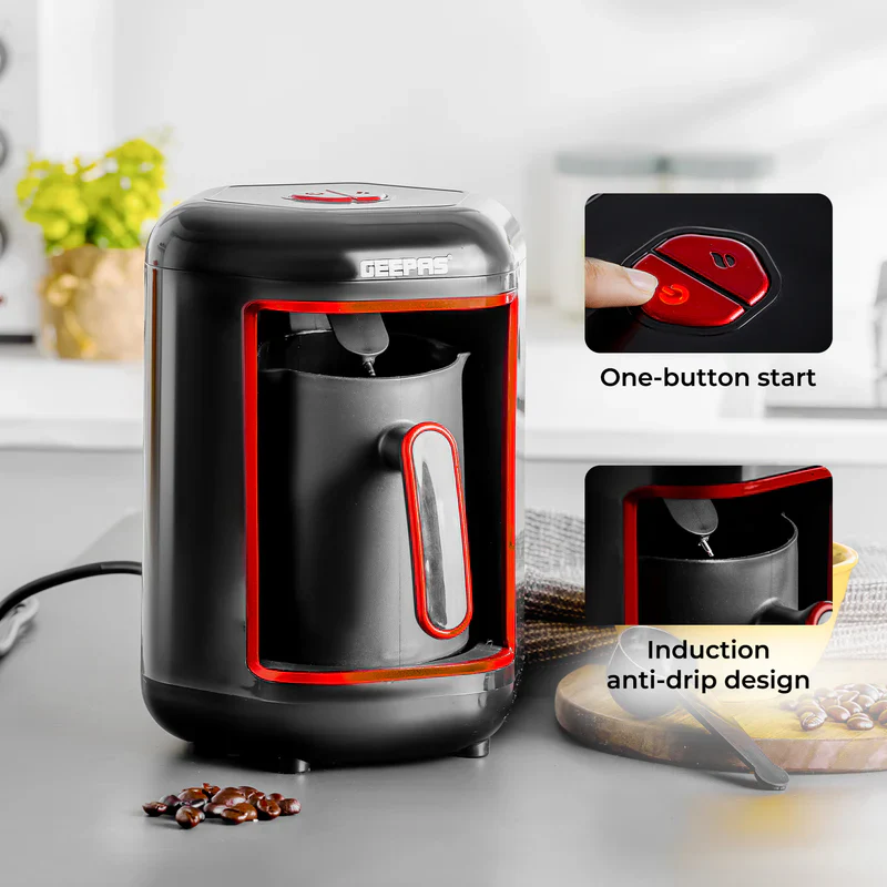 Turkish Coffee Maker, Overflow Prevention System, GCM41515|Plastic Materials with Stainless Steel Heat Plate | 4 Cups Coffee Maker with Sound Alarm System & Auto-Shut Off - Image 5