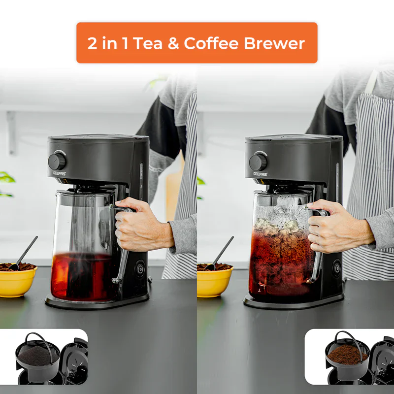 Geepas GCM41516 Ice Tea & Coffee Maker | 2.5L Jar Capacity & 875ml Water Tank | 700W Power | Auto Power-Off, Brew Strength Control, Nylon Filter | Easy to Use & Clean - Image 4