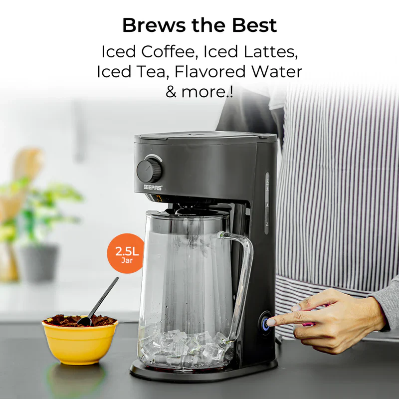Geepas GCM41516 Ice Tea & Coffee Maker | 2.5L Jar Capacity & 875ml Water Tank | 700W Power | Auto Power-Off, Brew Strength Control, Nylon Filter | Easy to Use & Clean - Image 5