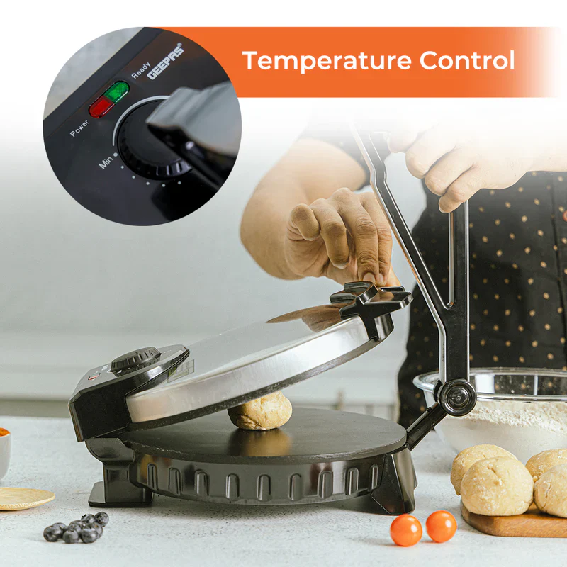 Geepas GCM6125 10 Inch Chapathi Maker | 1200W Roti Maker with Non-Stick Plates| Automatic Temperature Control | Overheat Protection | Easy to Clean | 2-Year Warranty - Image 4