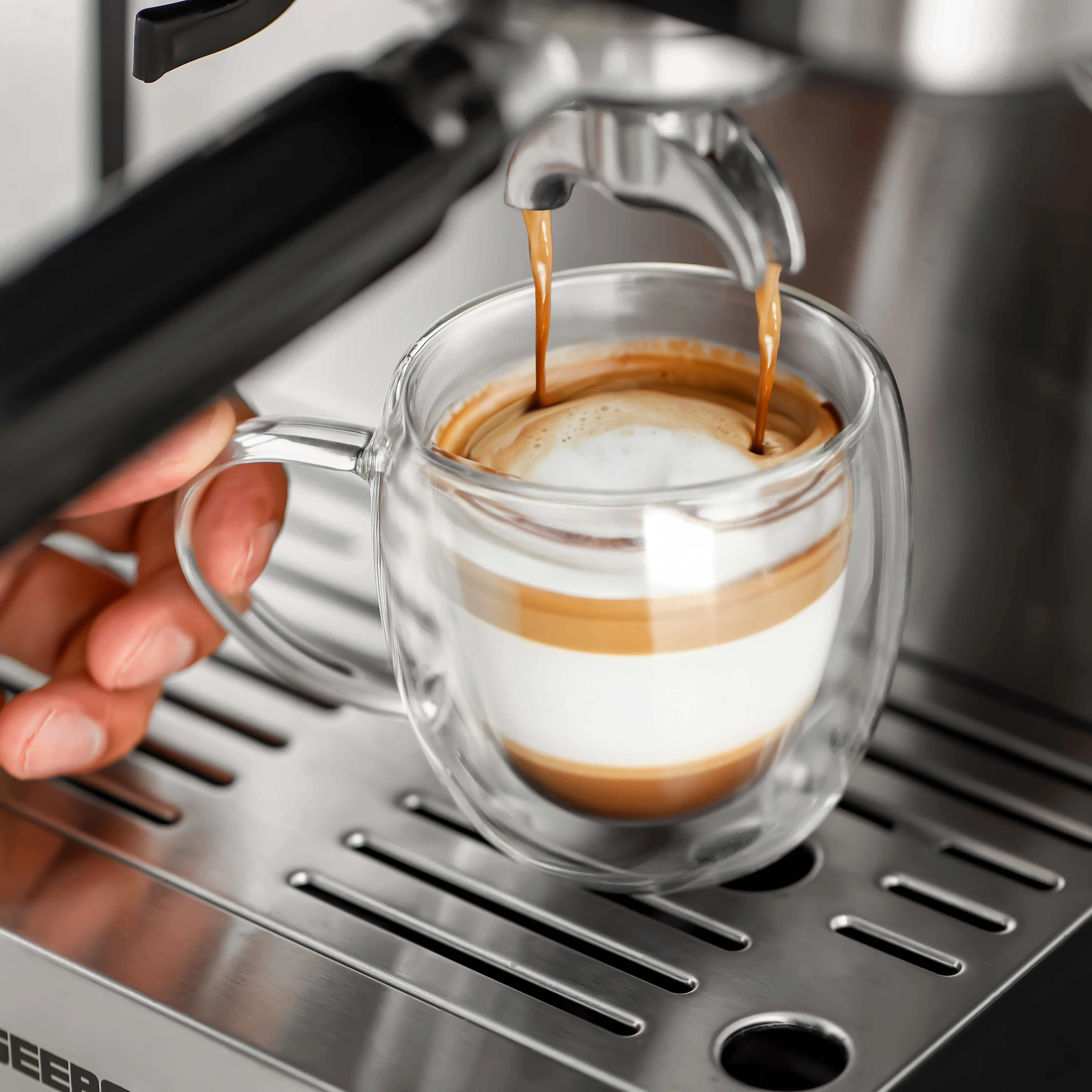 Geepas GCMG1325S Espresso & Cappuccino Coffee Machine | 20 Bar High-Pressure Pump, Built-In Coffee Grinder, Frothing Steam Wand, Dual Filter | A43 Platinum Series - Image 8