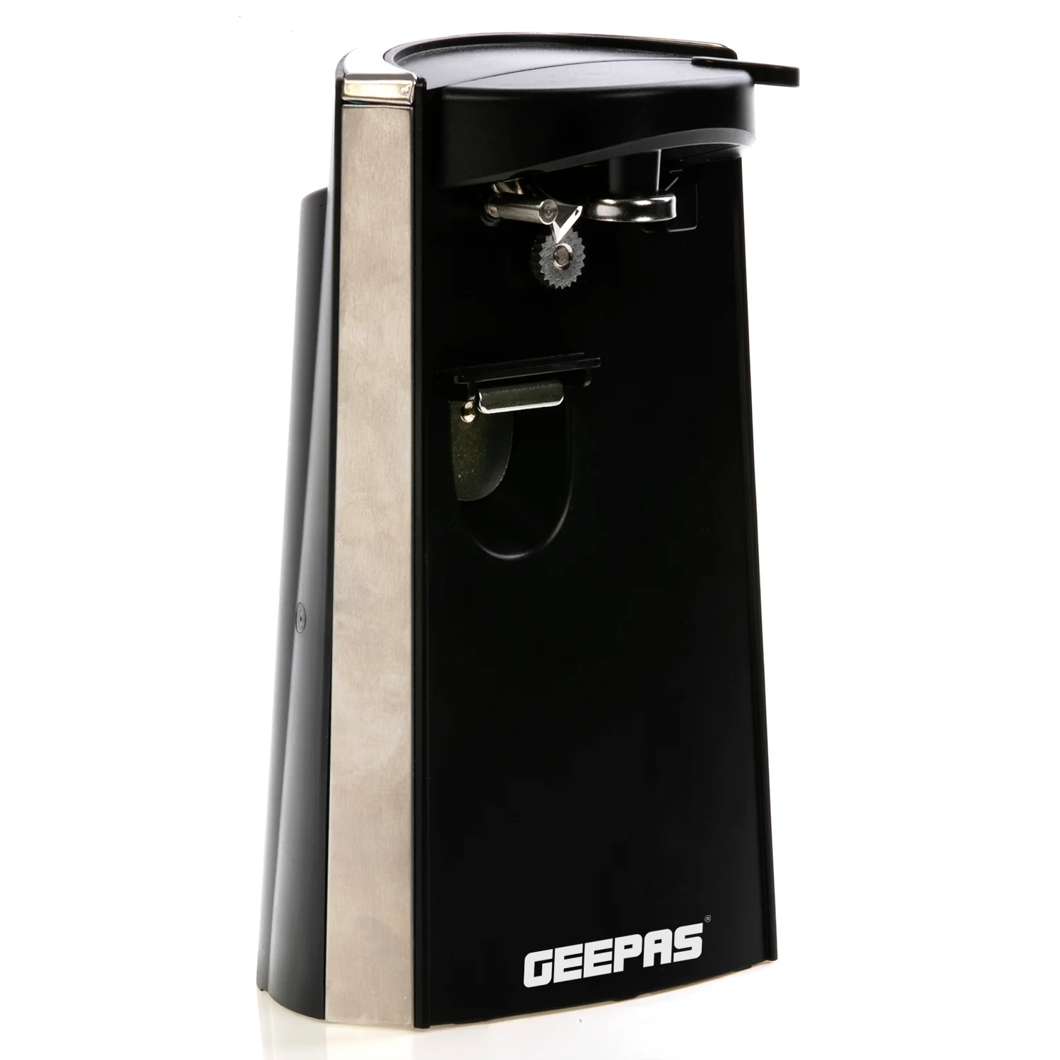 Geepas GCO63023UK Electric Can Opener | 3-in-1 Functionality for Opening Cans| Opening Bottles & Sharpening Knives| Durable Stainless Steel Detail|  Hands-Free Design - Image 3
