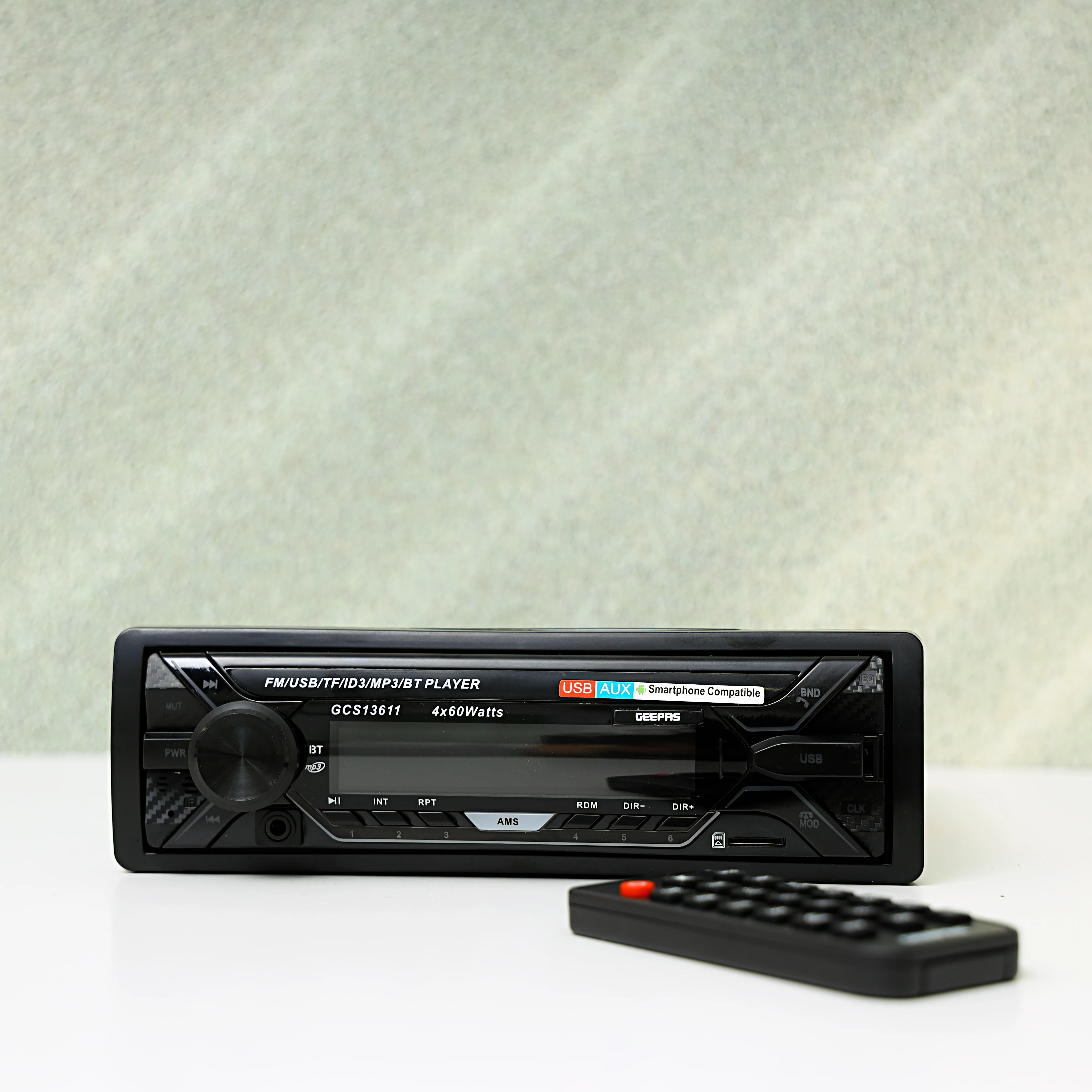 Geepas GCS13611 Car FM/USB/MP3/BT Player | Bluetooth, USB/TF Support, FM Radio with 18 Presets| LCD Display| 4×60W Output| Dynamic EQ| Remote Control| 2 Years Warranty - Image 3