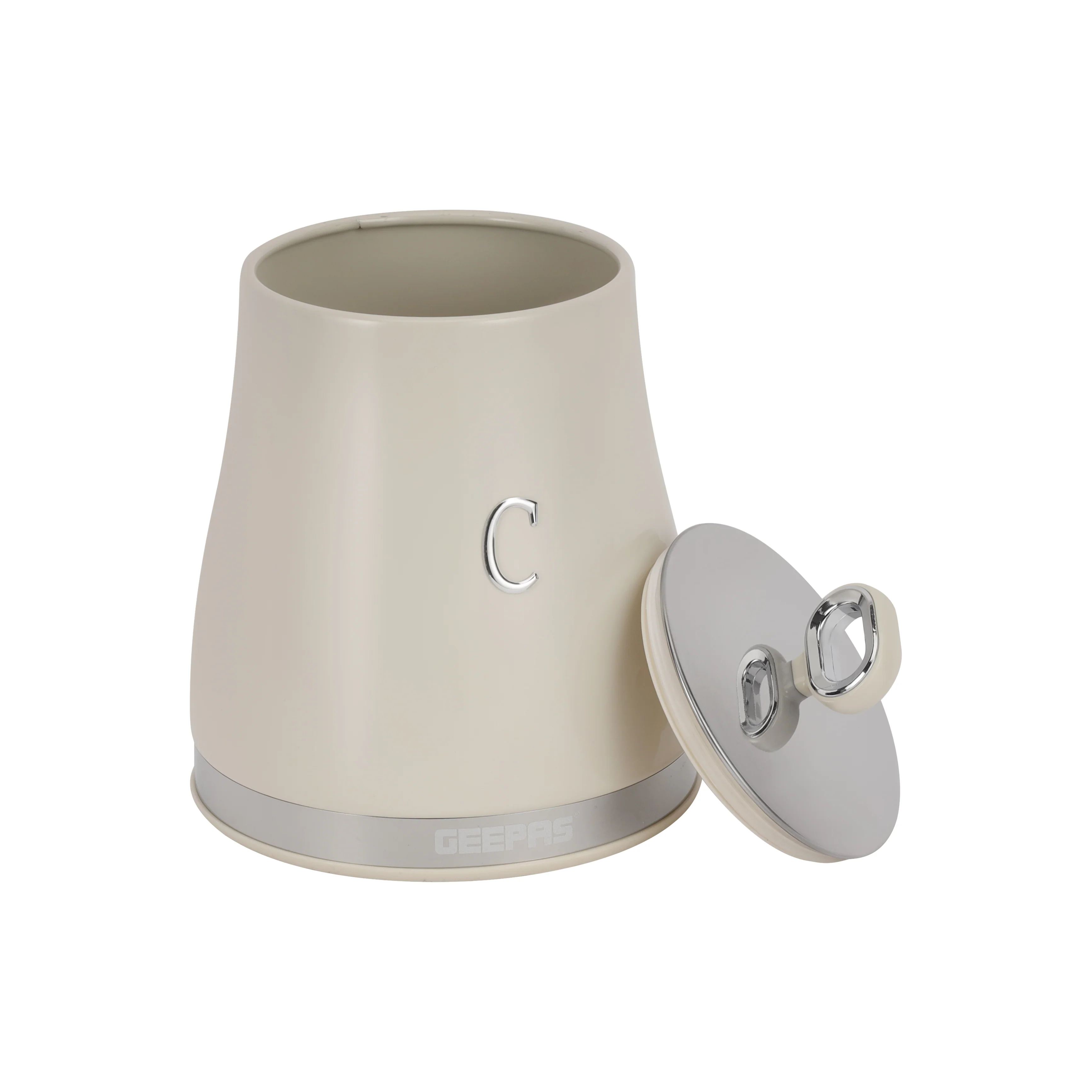 Geepas GCS63082UK-CR 3PCS Kitchen Canisters Set | Airtight Carbon Steel Storage Jars | Silicone Seal | Stainless Steel Lid | Perfect  for Tea, Sugar & Coffee Storage - Image 3
