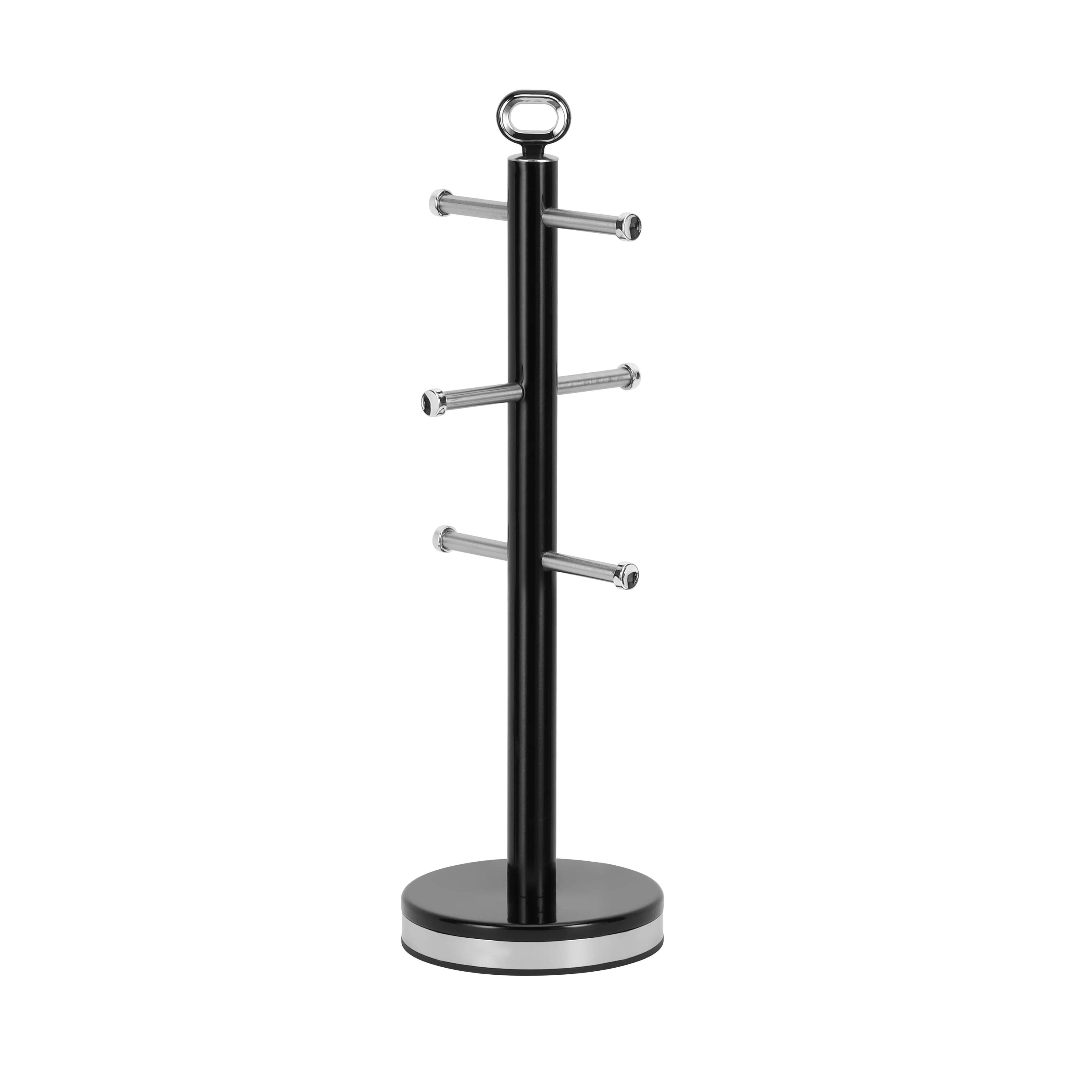 Geepas GCS63083UK-BK Mug Tree and Towel Pole | Carbon Steel Free-Standing Mug Holder & Kitchen Roll Stand | Non-Slip Base| Rust-Resistant Design for Modern Kitchens - Image 2