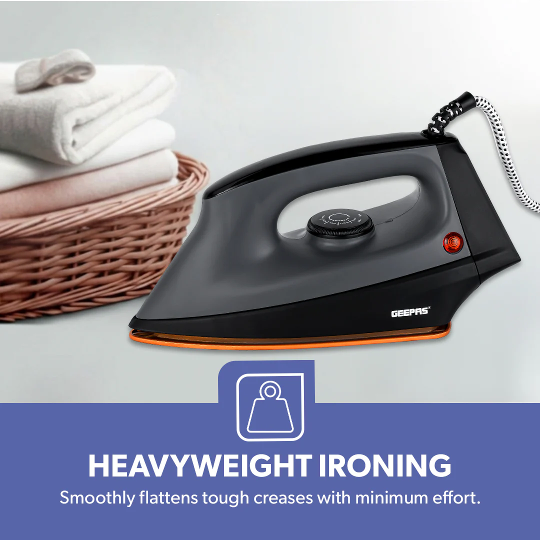 Geepas GDI2748 Heavy Duty Dry Iron | 1200W with Ceramic Coated Soleplate | Auto Cut-Off Thermostat| Adjustable Temperature Control for Safe & Smooth Ironing at Home - Image 4