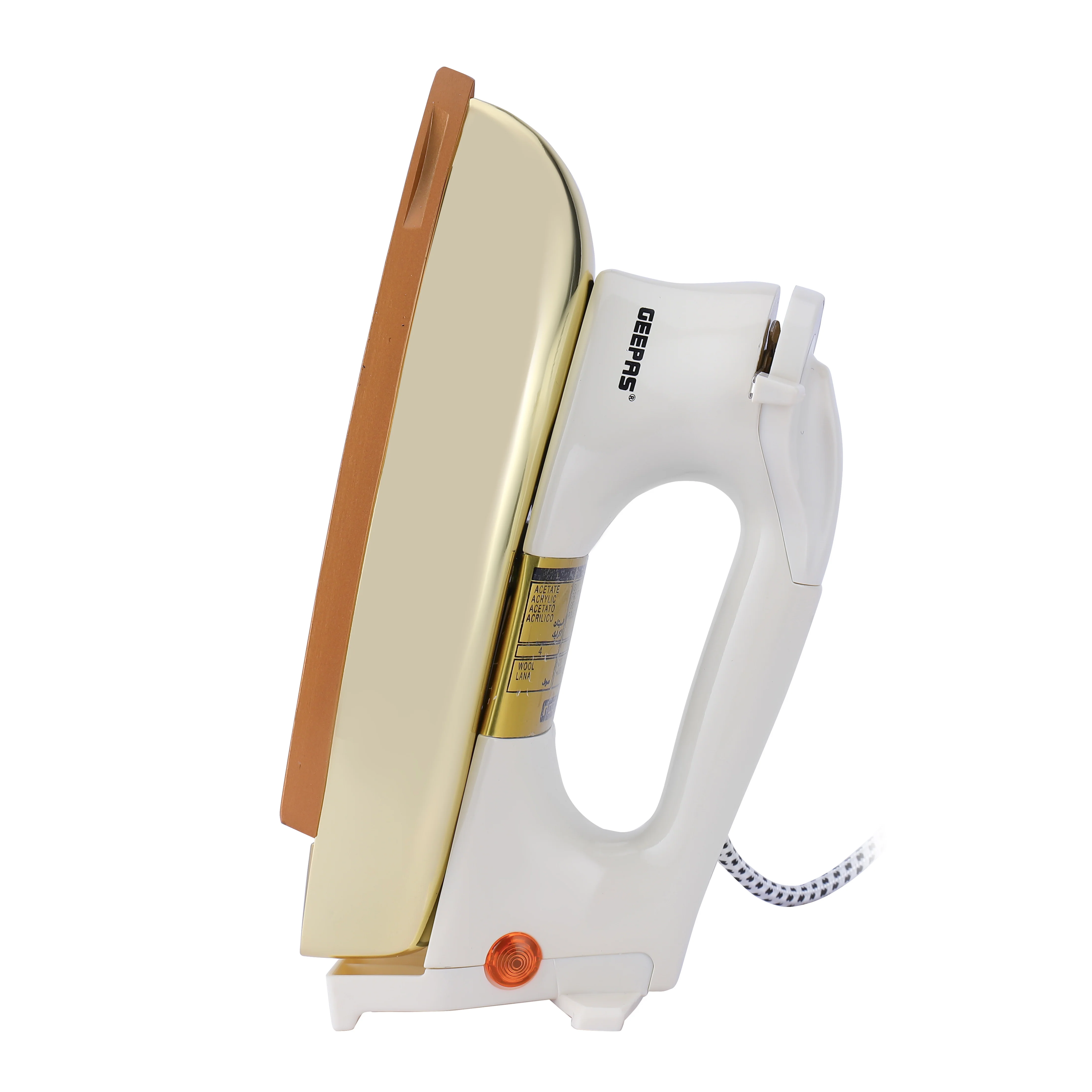 Geepas GDI2750 Automatic Heavy Weight Dry Iron | 1000W Power| Non-Stick Golden Teflon Soleplate| Adjustable Temperature Control | Overheat Protection| 7-Year Warranty - Image 4