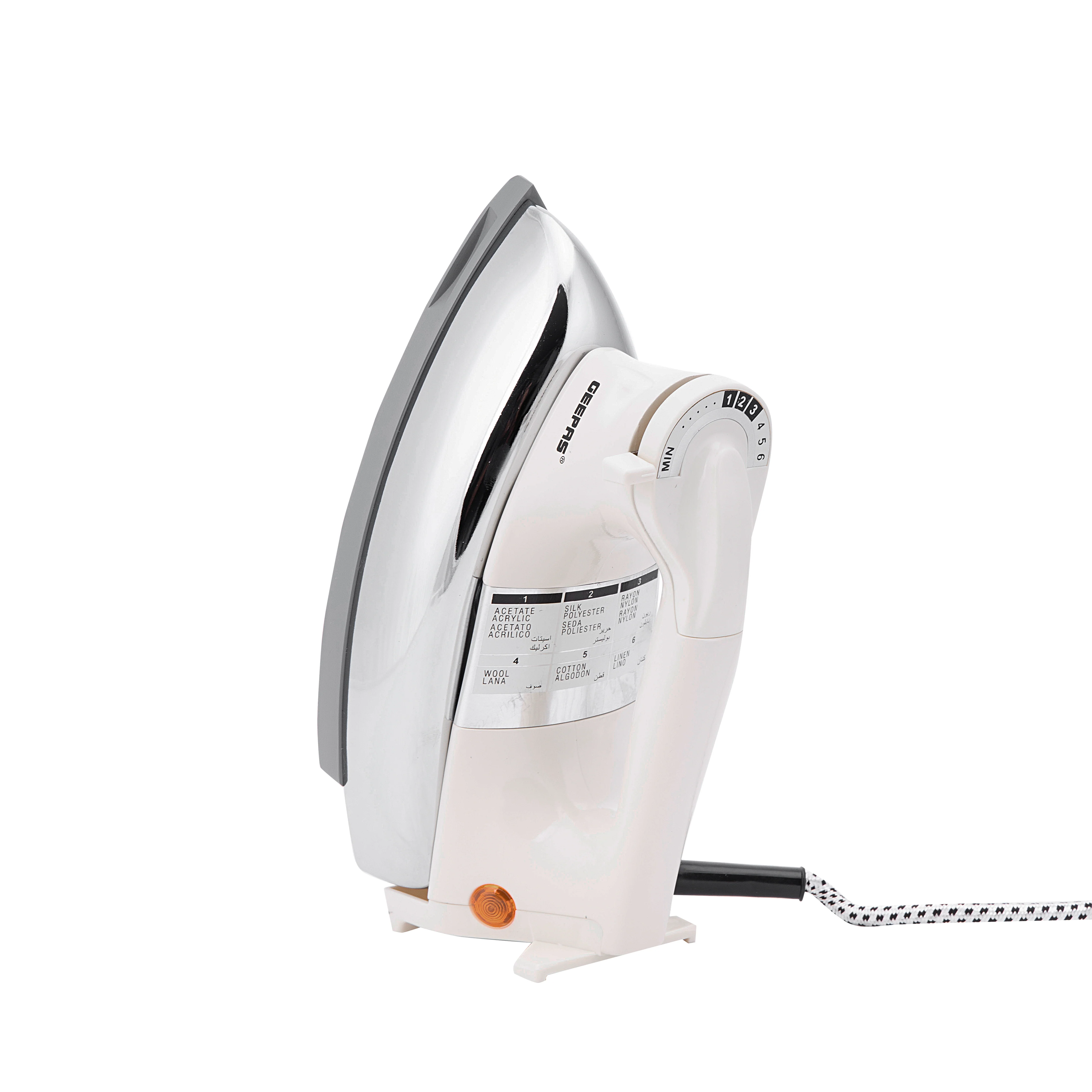 Geepas GDI7752 Automatic Heavy Weight Dry Iron | 1000-1200W Power, Non-Stick Golden Teflon Soleplate| Adjustable Temperature Control| Smooth Glide Design| 7-Year Warranty - Image 4