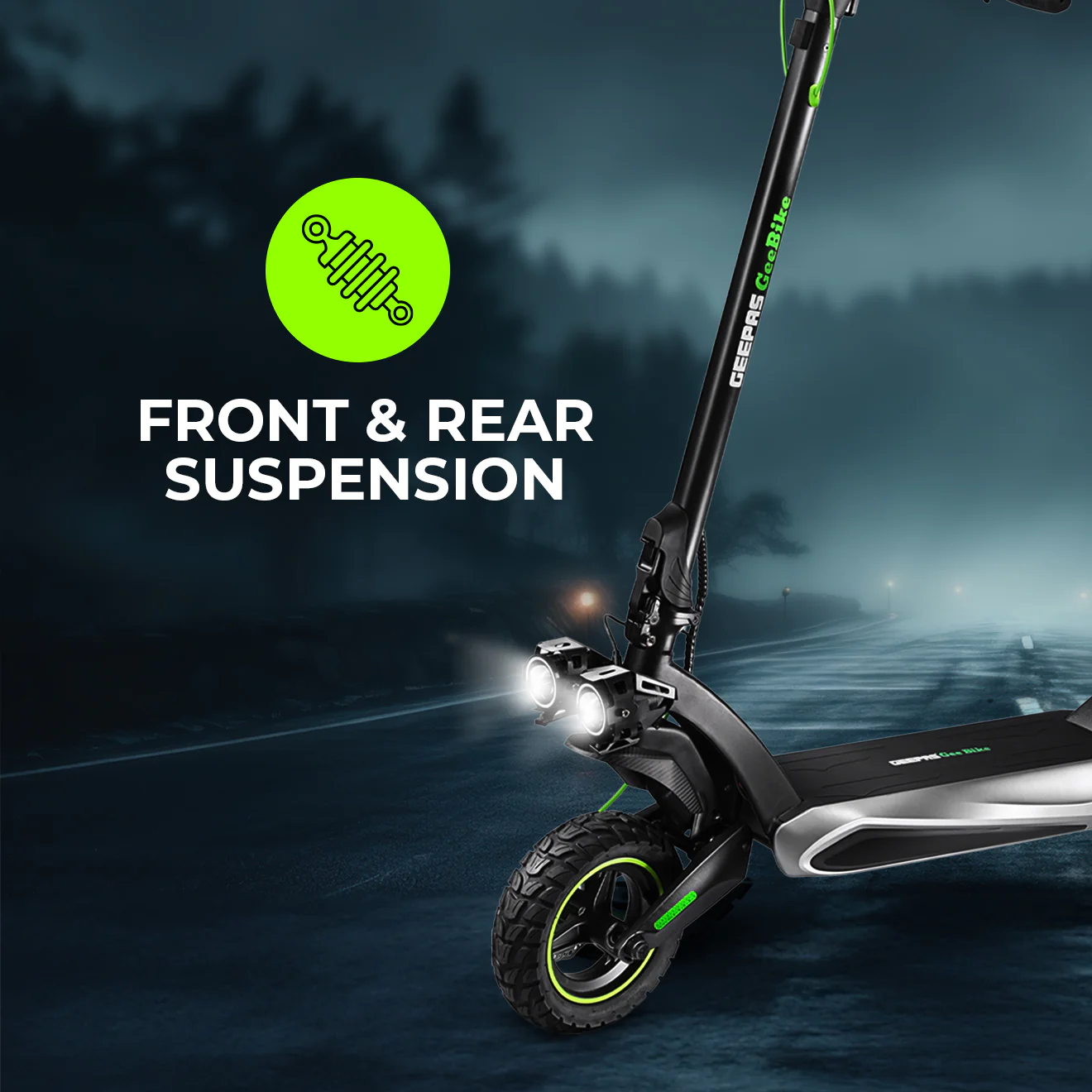 Geepas GEST63089 GeeBike 10-Inch Electric Scooter | Adjustable Speed | LED Display | Front & Rear Suspension | Brake Lights| 45Km/hr Powerful Ride| 1 Year Warranty - Image 5