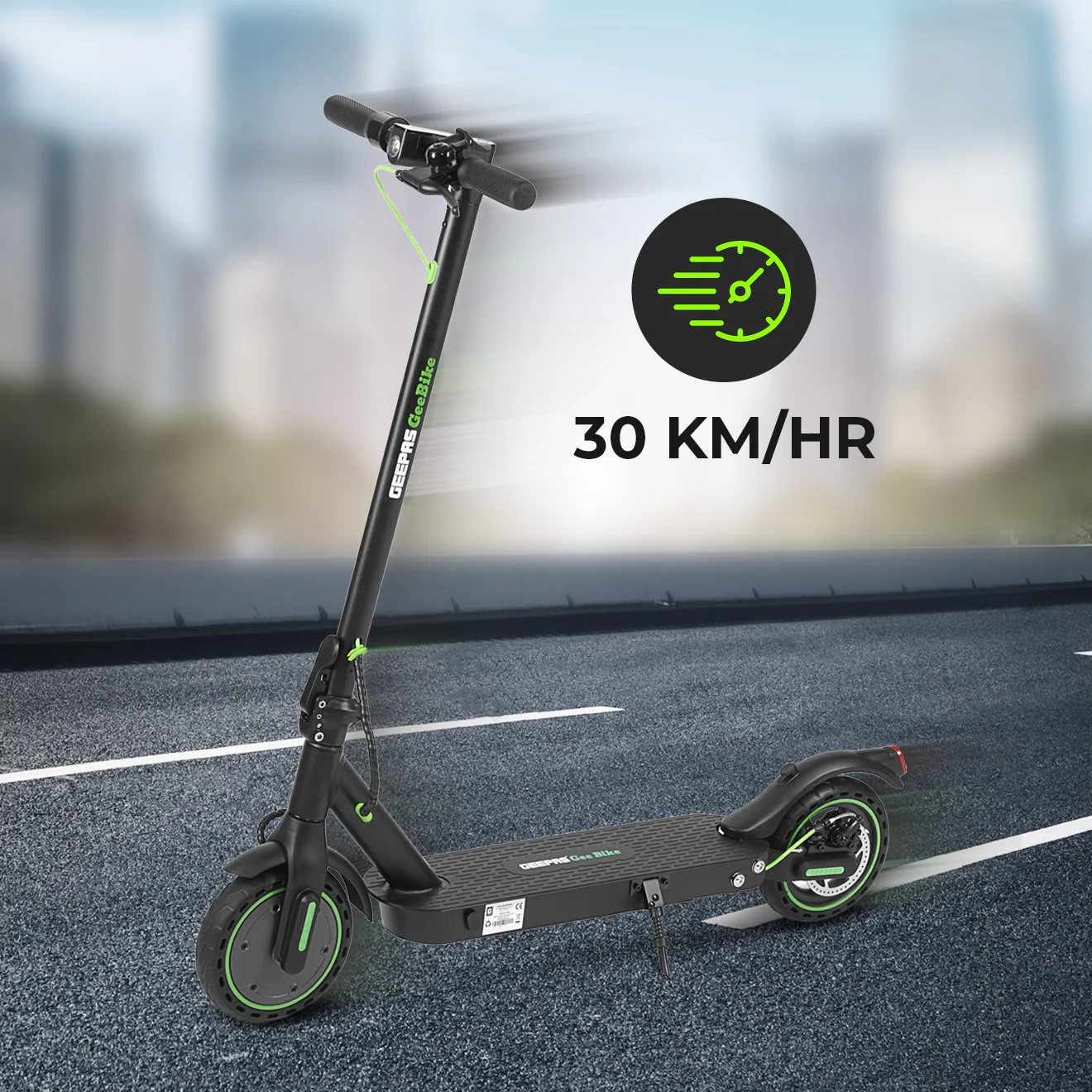Geepas GEST63087 GeeBike 8.5-Inch Foldable Electric Scooter | Adjustable Speed| Rear Suspension| LED Display| Brake Lights| 30Km/hr Speed| Lightweight | 1 Year warranty - Image 4