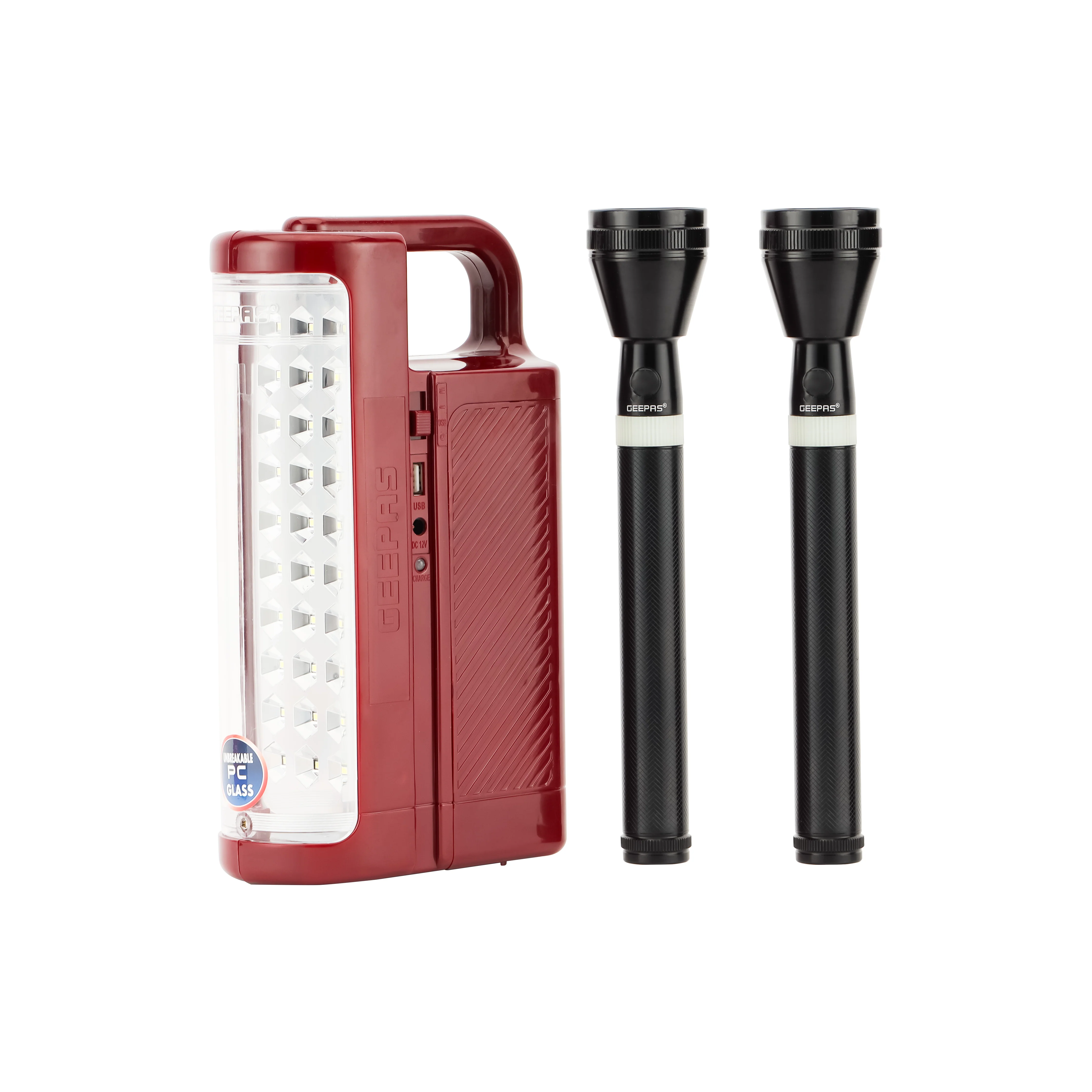 Geepas GEFL4141 Rechargeable LED Lantern & 3-in-1 Flashlight Combo| 30PCS SMD LED| CREE LED Torches|  Solar Input| Unbreakable PC Glass| 60 Hours Working|2 Years Warranty - Image 4