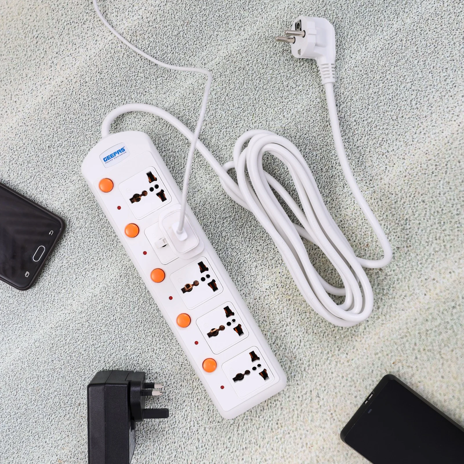 Geepas 5 Way Extension Board VDE Plug with  Individually On/Off Switch- Power Extension Socket -Multi Plug Power Cable - Image 3
