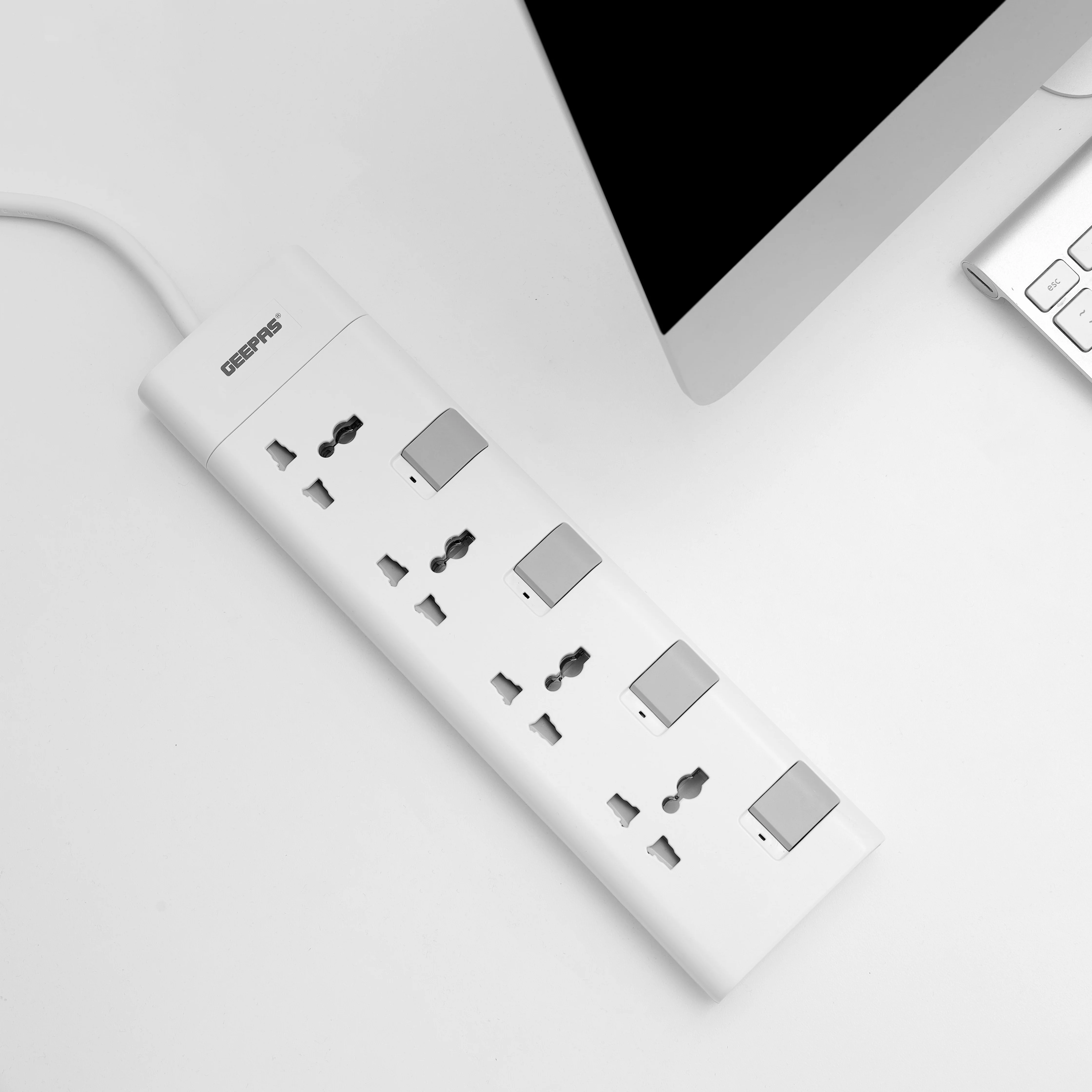 Geepas GES4091 4-Way Extension Socket with Individual Switches | 3m Heavy-Duty Power Cord | 13A Rated Power | Fireproof Body | UK Standard Plug for Home & Office Use - Image 4