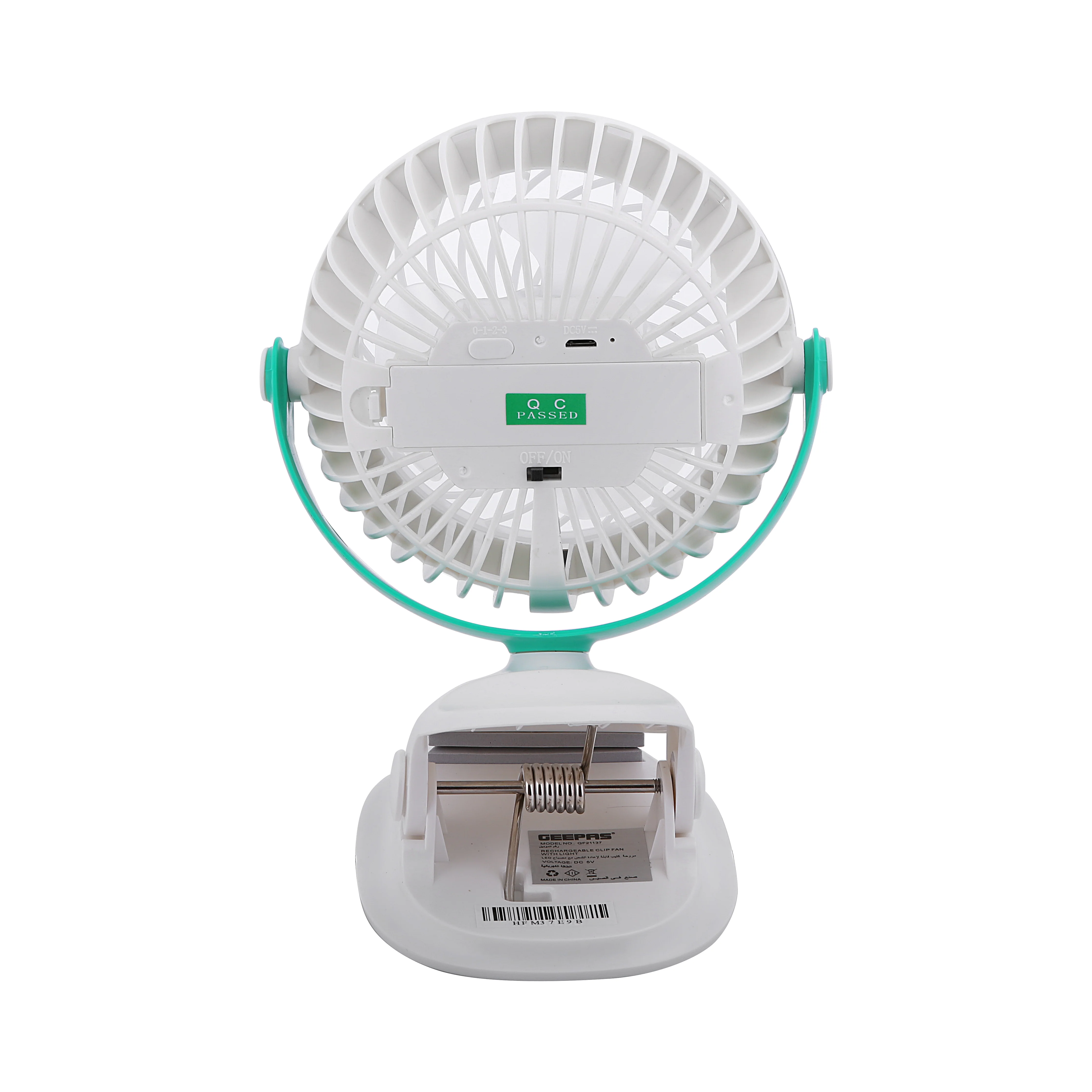 Geepas GF21137 Rechargeable Clip Fan with Light | Portable 2-in-1 Cooling Fan & LED Lamp | USB Charging |Adjustable Tilt | Grip Clip | 7 Hours Working | 2 Years Warranty - Image 5