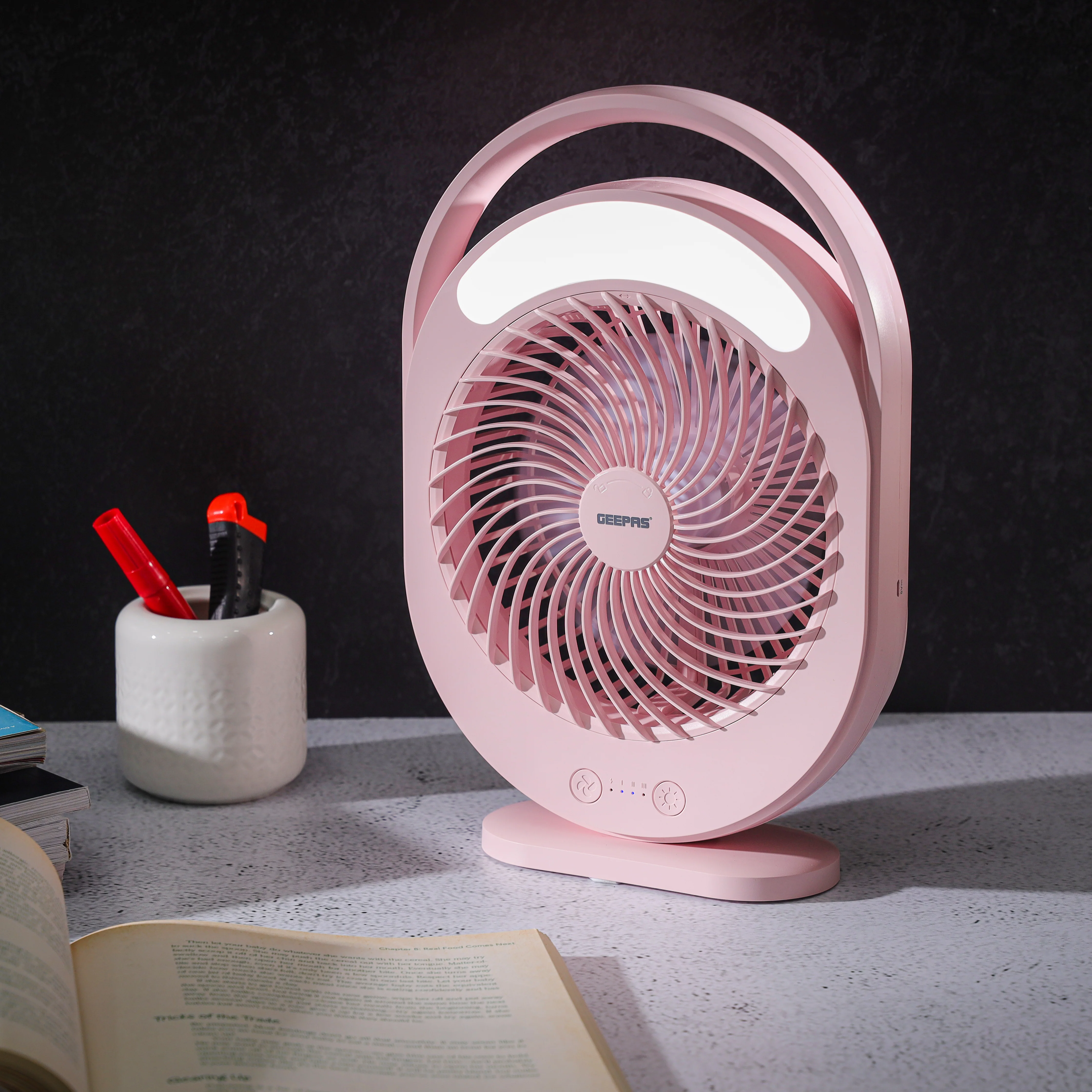 Geepas GF21158 Rechargeable 6 Inch Fan | 4500mAh Battery | 12H Working Time| 3-Speed Control| LED Night Light | Low Noise | Compact & Lightweight | 2 Years Warranty - Image 3