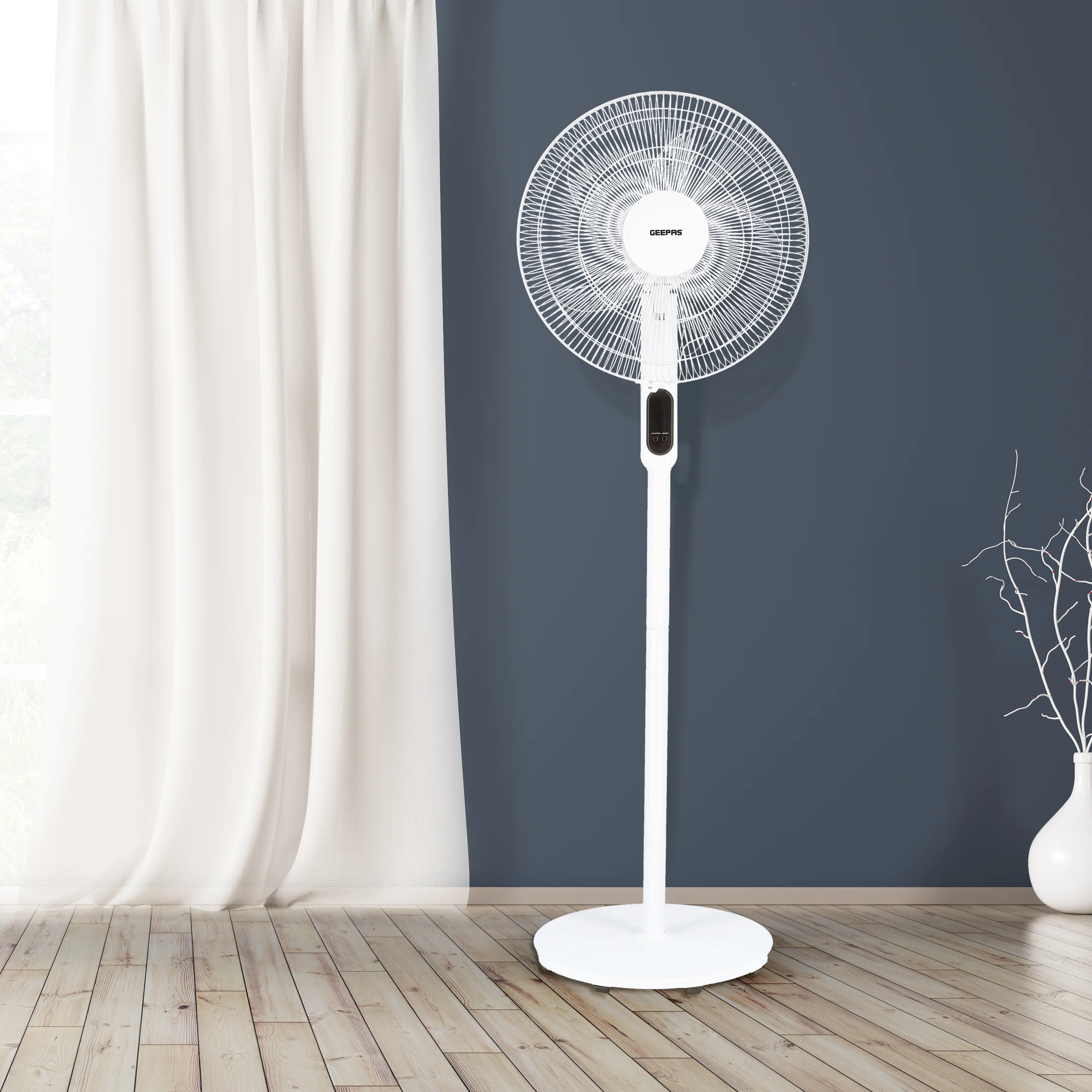 Geepas GF21159 Smart Stand Fan | WiFi & Bluetooth Control | 9-Hour Timer| 3-Speed Setting| 5 Blades| Full Copper Motor| Remote App| Adjustable Height| 2 Years Warranty - Image 2