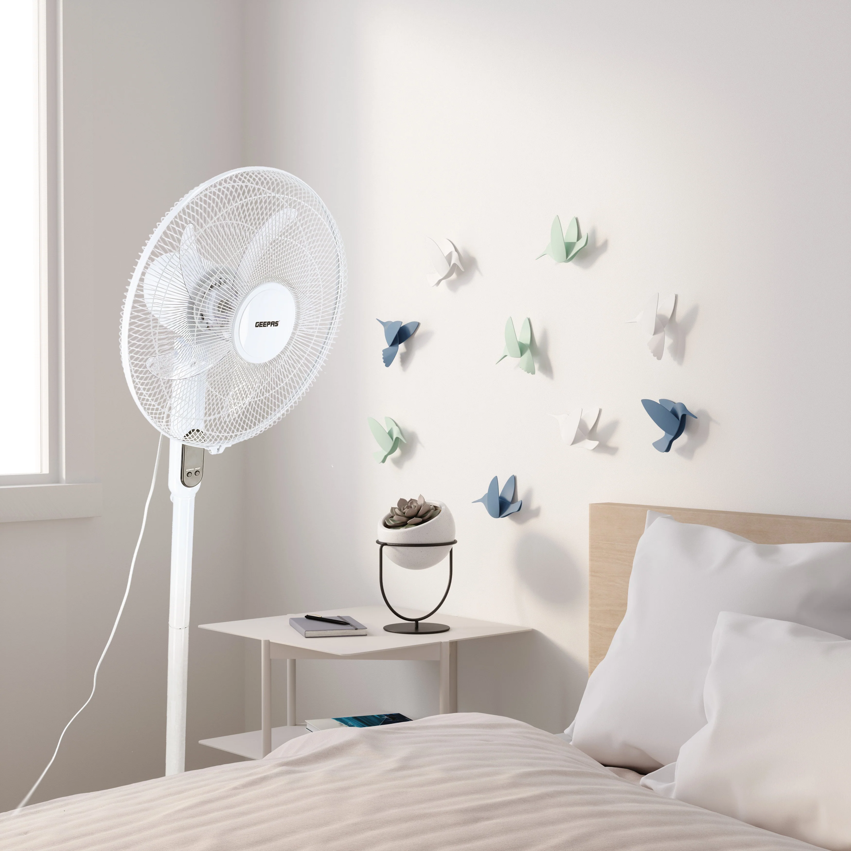 Geepas GF21159 Smart Stand Fan | WiFi & Bluetooth Control | 9-Hour Timer| 3-Speed Setting| 5 Blades| Full Copper Motor| Remote App| Adjustable Height| 2 Years Warranty - Image 3