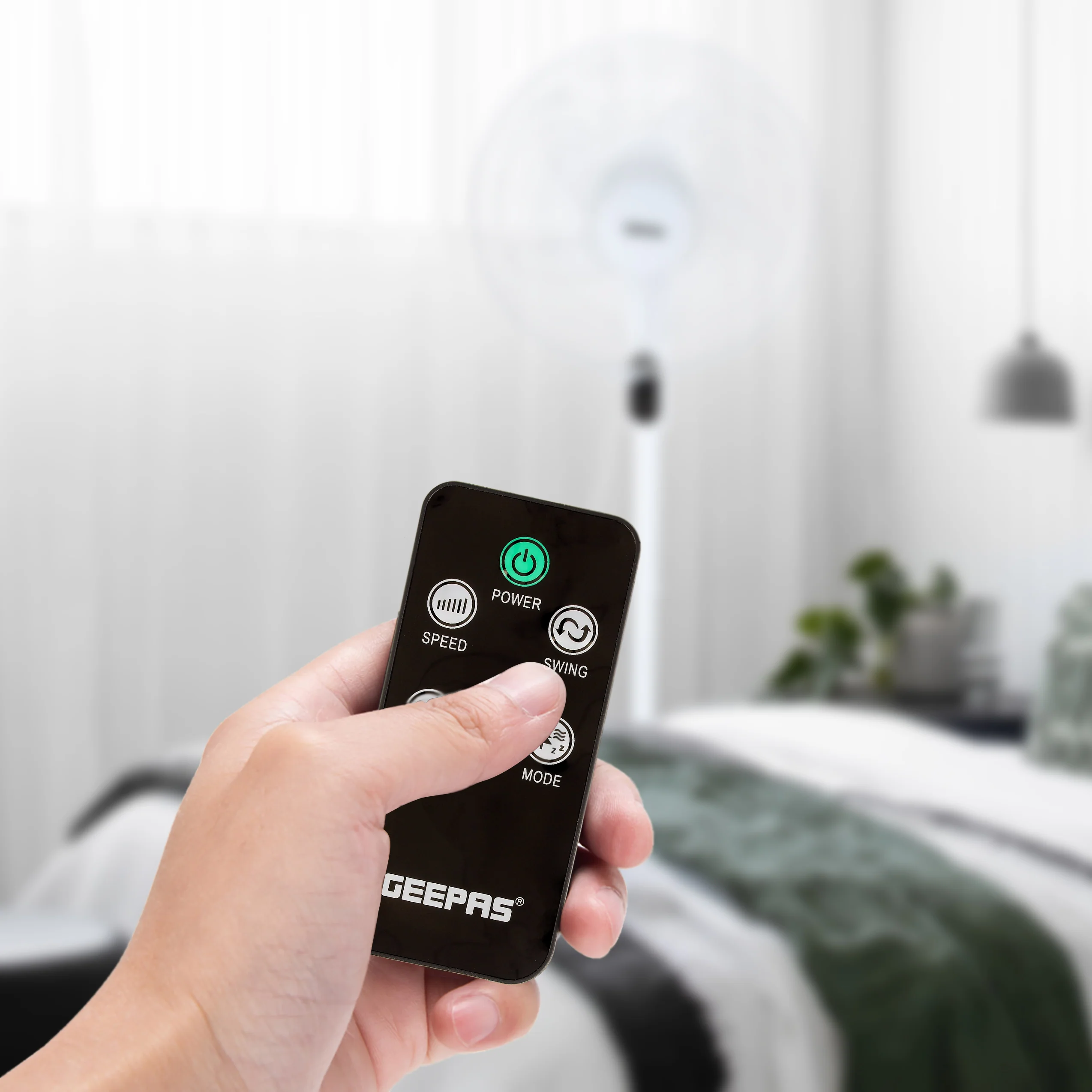 Geepas GF21159 Smart Stand Fan | WiFi & Bluetooth Control | 9-Hour Timer| 3-Speed Setting| 5 Blades| Full Copper Motor| Remote App| Adjustable Height| 2 Years Warranty - Image 4