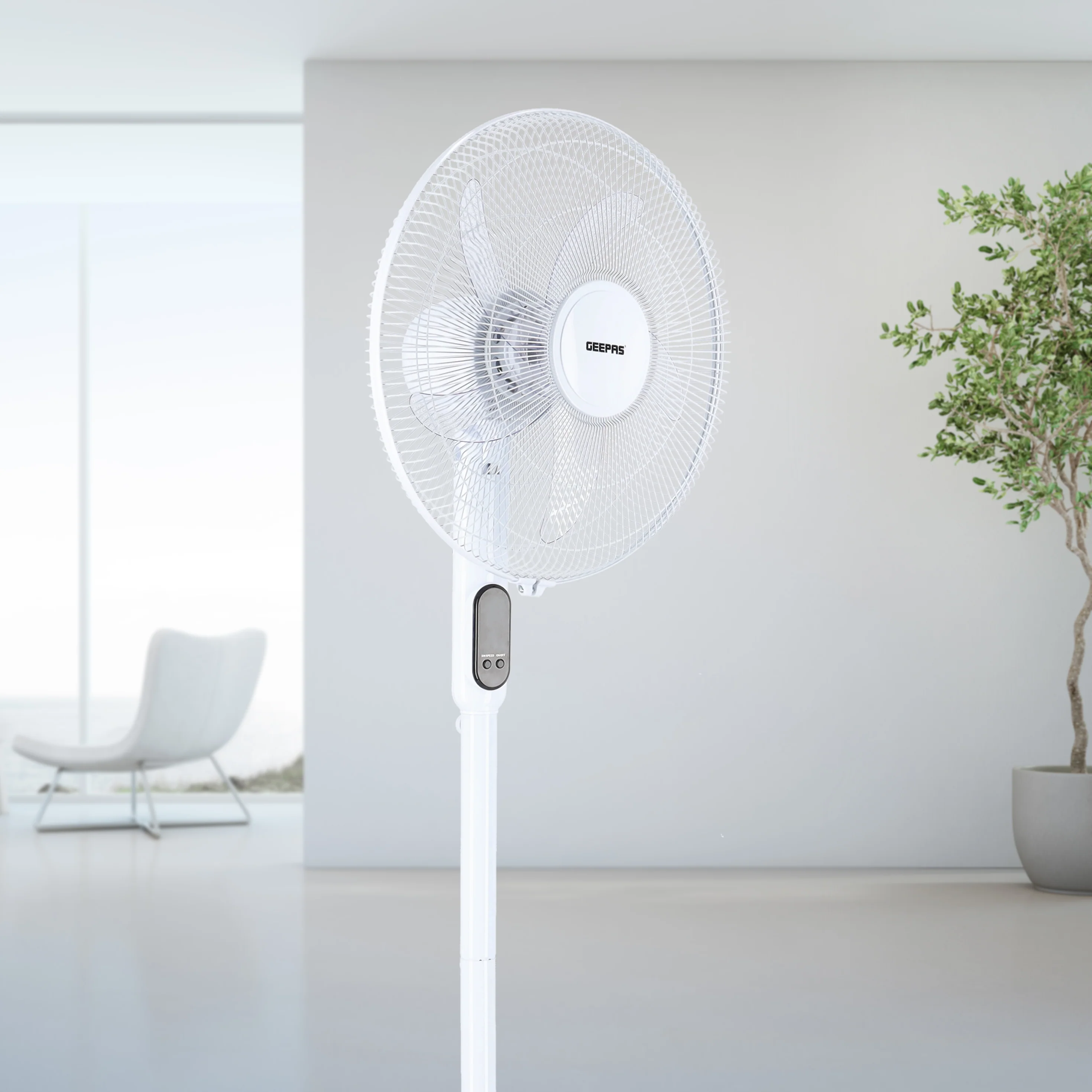 Geepas GF21159 Smart Stand Fan | WiFi & Bluetooth Control | 9-Hour Timer| 3-Speed Setting| 5 Blades| Full Copper Motor| Remote App| Adjustable Height| 2 Years Warranty - Image 5