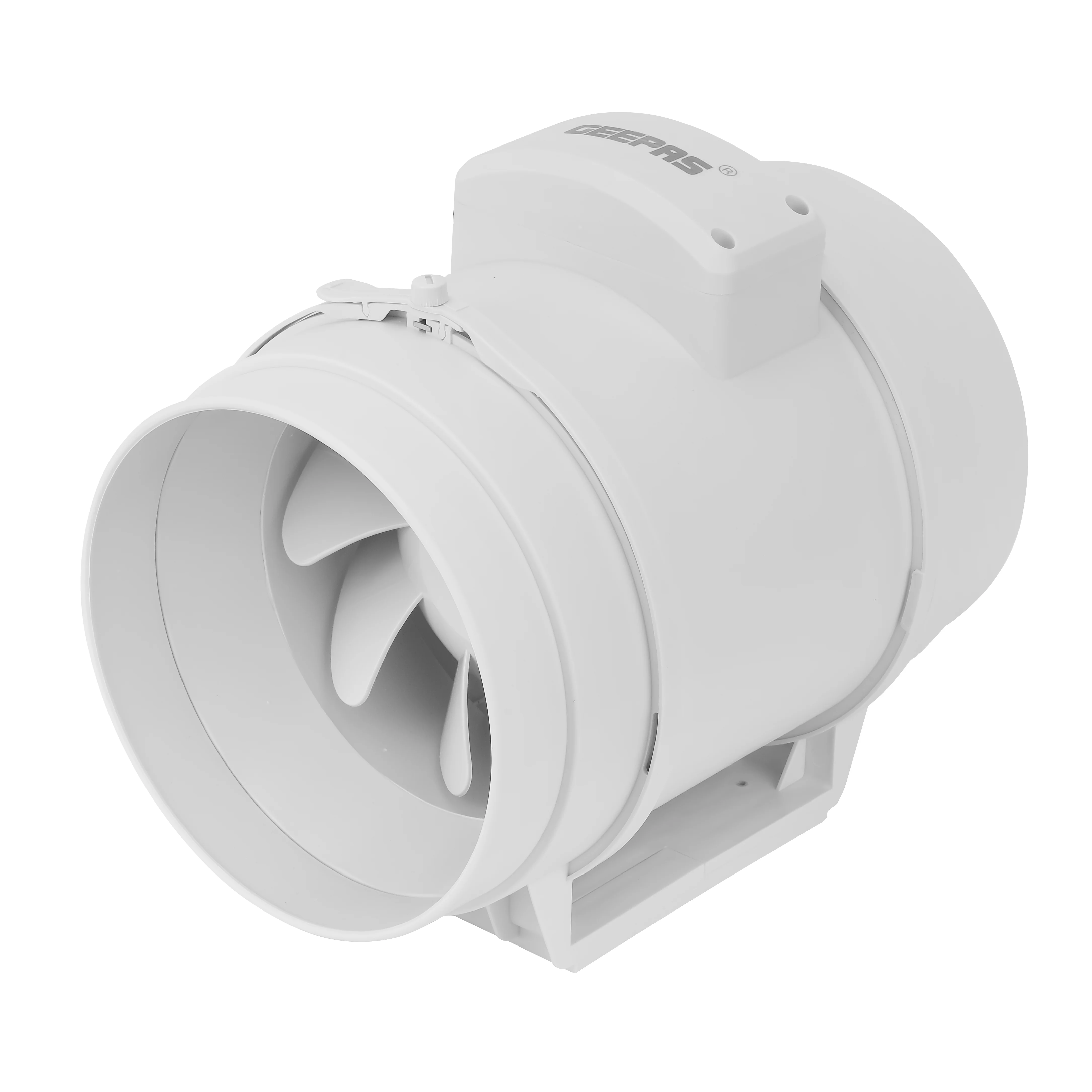 Geepas GF21193 Inline Exhaust Fan | 8" | 1700 RPM | 500 CFM | 55W | Rust-Free | Low Noise | Ideal for Kitchens, Bathrooms & Basements | 2-Year Warranty