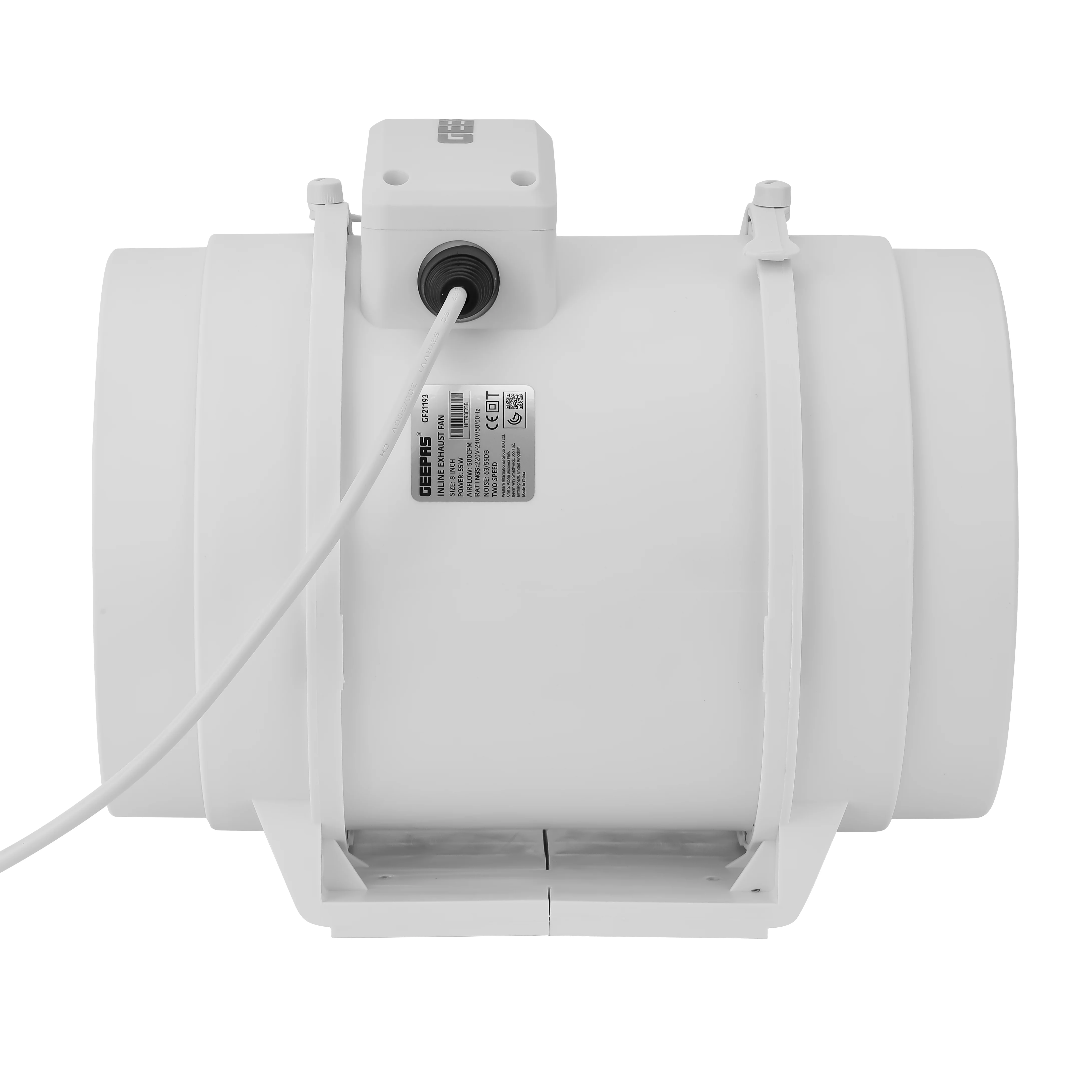 Geepas GF21193 Inline Exhaust Fan | 8" | 1700 RPM | 500 CFM | 55W | Rust-Free | Low Noise | Ideal for Kitchens, Bathrooms & Basements | 2-Year Warranty - Image 4