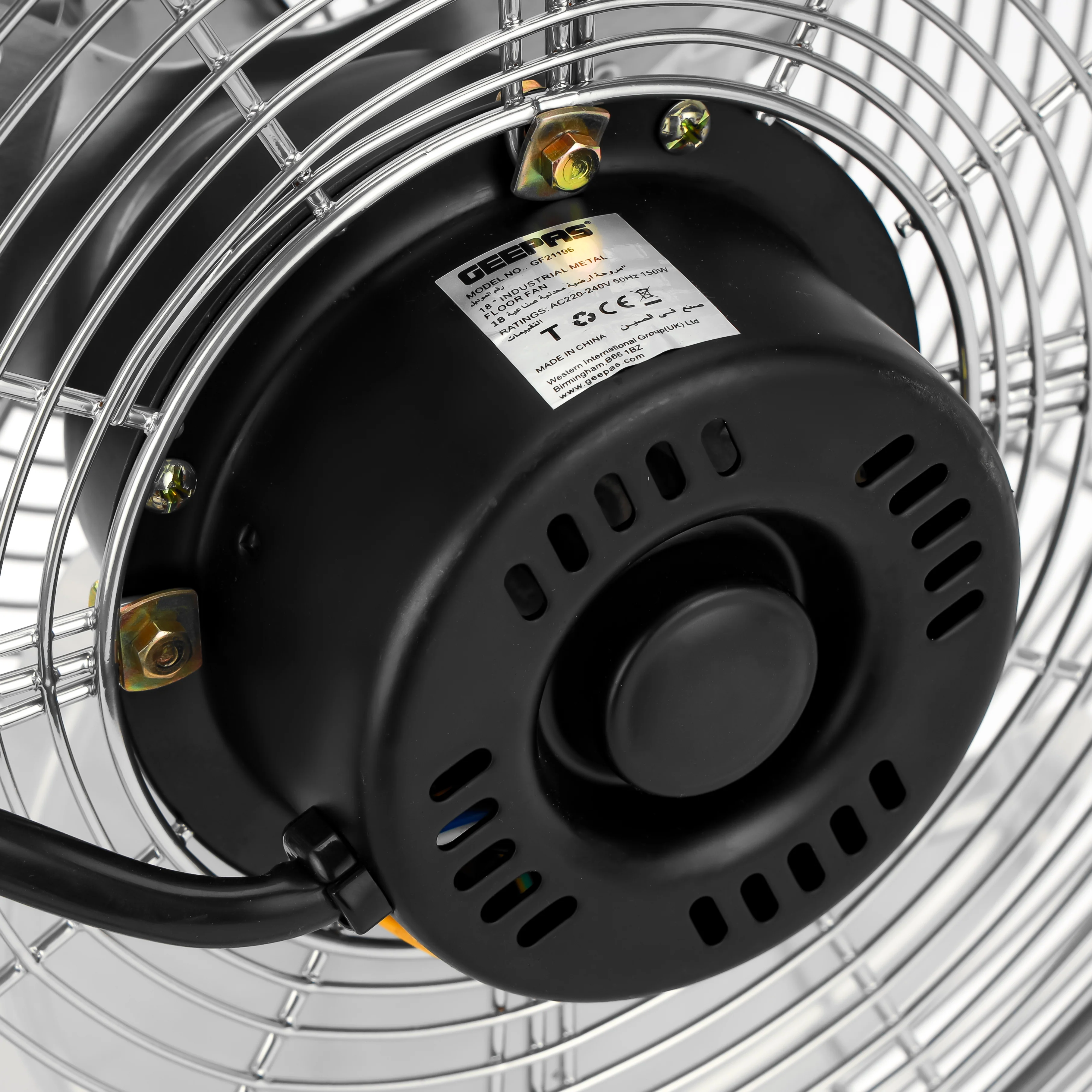 Geepas GF21196 18 Inch Industrial Metal Floor Fan | 150W Copper Motor| Durable Metal Blades | Adjustable Height | Robust Airflow | Energy Efficient | 2 Years Warranty - Image 5